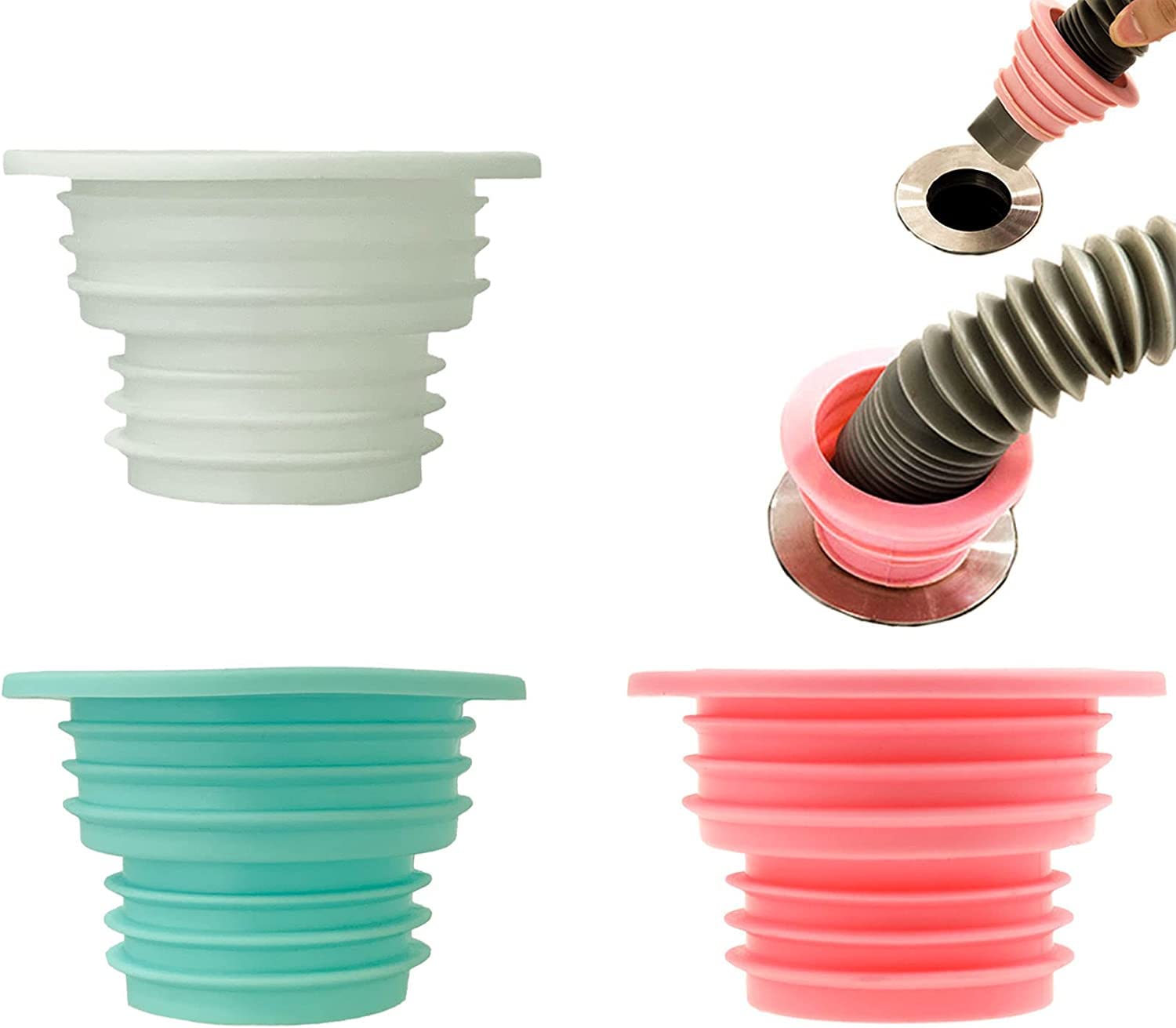 Drain Pipe Seal Deodorant, Durable TPR Seal Hose Plug, Sealing Plug Sewer Seal Ring Pipe Connector for Bathroom Laundry Washing Machine Kitchen Cleaning Tools (Pack of 3)-image-29