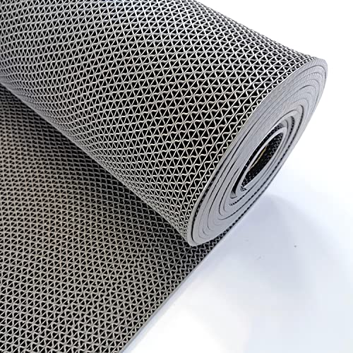 Alfombrillas Antideslizantes Drenaje Gran Hueco PVC Anti Slip Mats 3 x 10 pies Área Húmeda Anti Fatiga Alfombra de Piso para Piscina Baño Ducha Sauna Gimnasio Garaje,Gray/Grey,0.9×3M Cover
