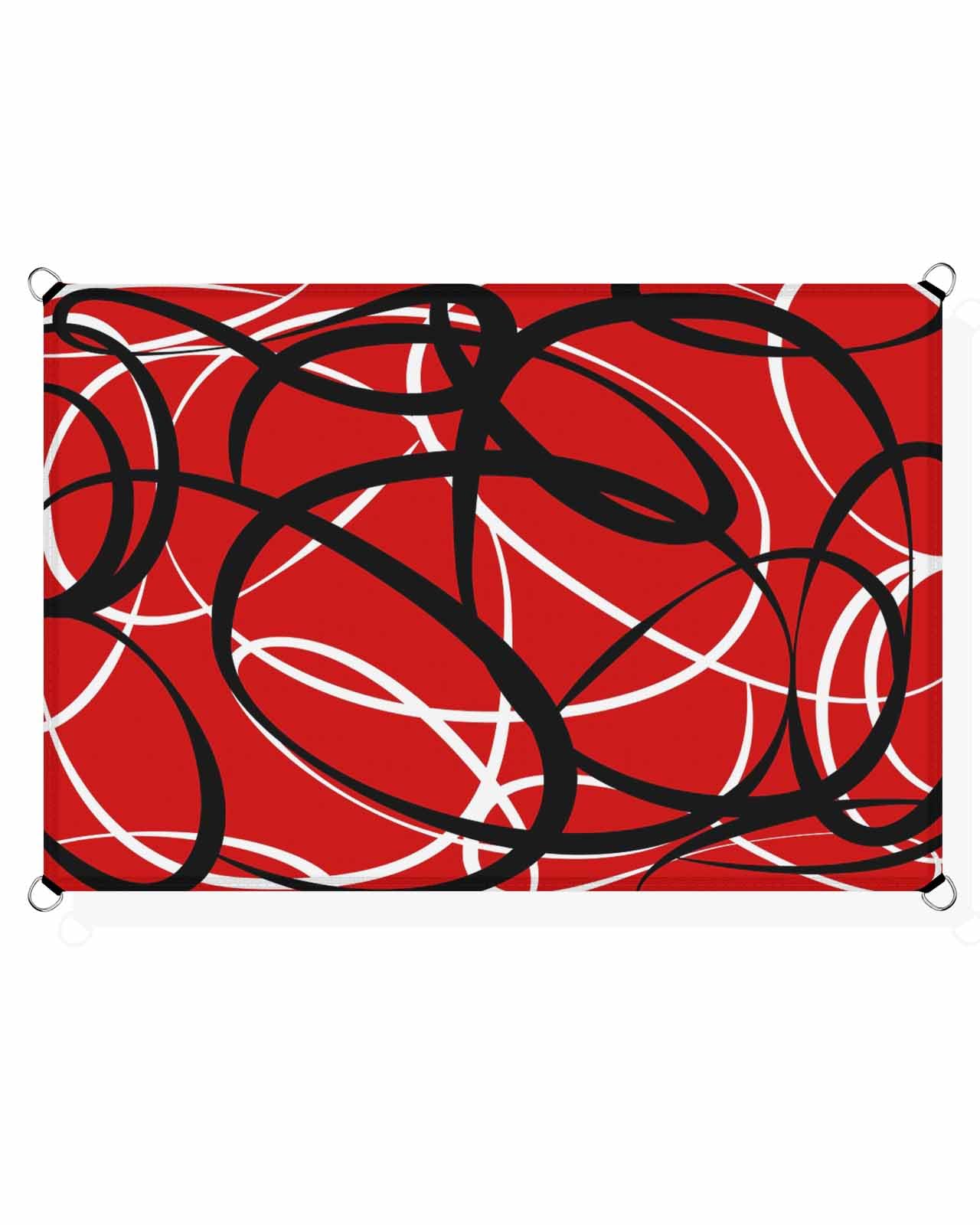 Boanket Sun Shade Sail 6.5' x 10', Red Geometric UV Block Sun Sails Shades, Black White Modern Abstract Art Aesthetics Shade Cloth for Patio Deck Terrace Garden Lawns Beach Backyard