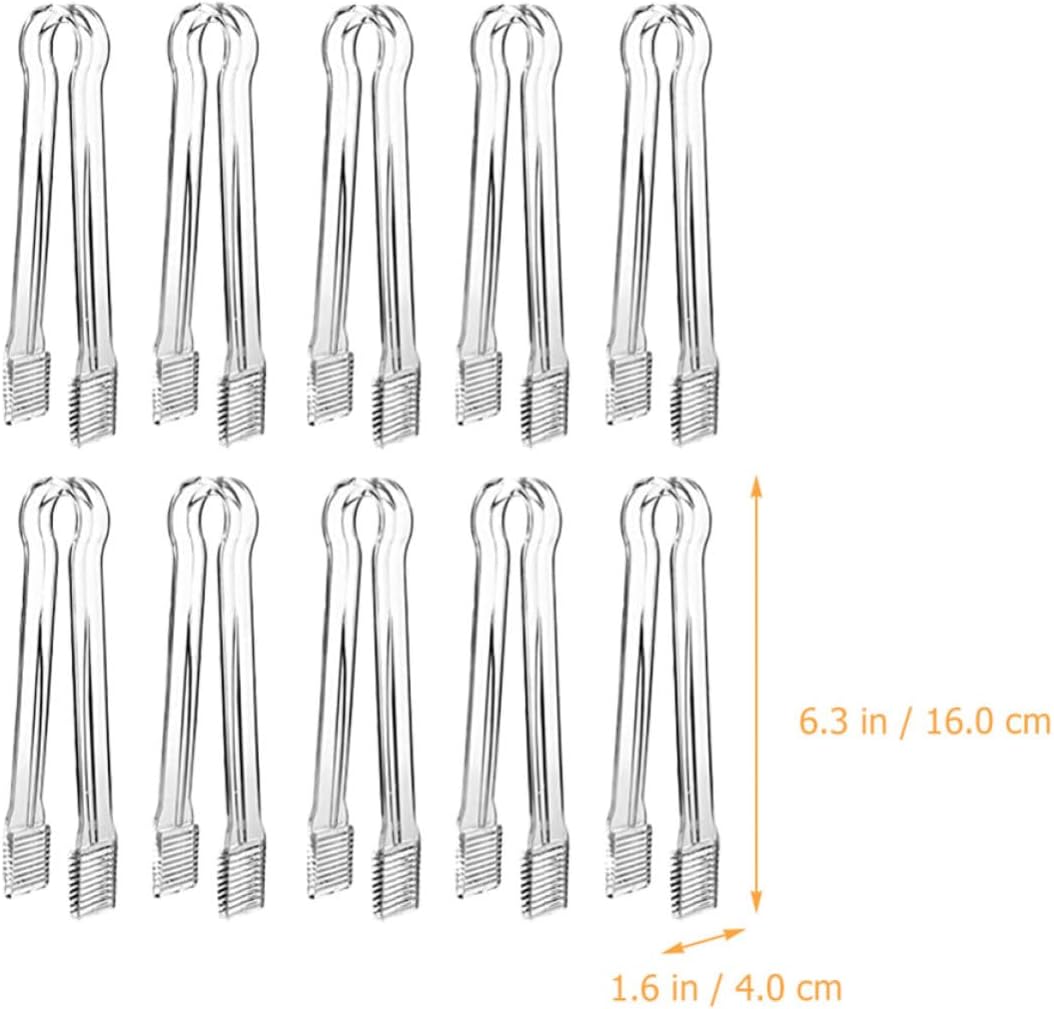10 Pack Acrylic Ice Cube Tongs for Coffee and Jelly Serving