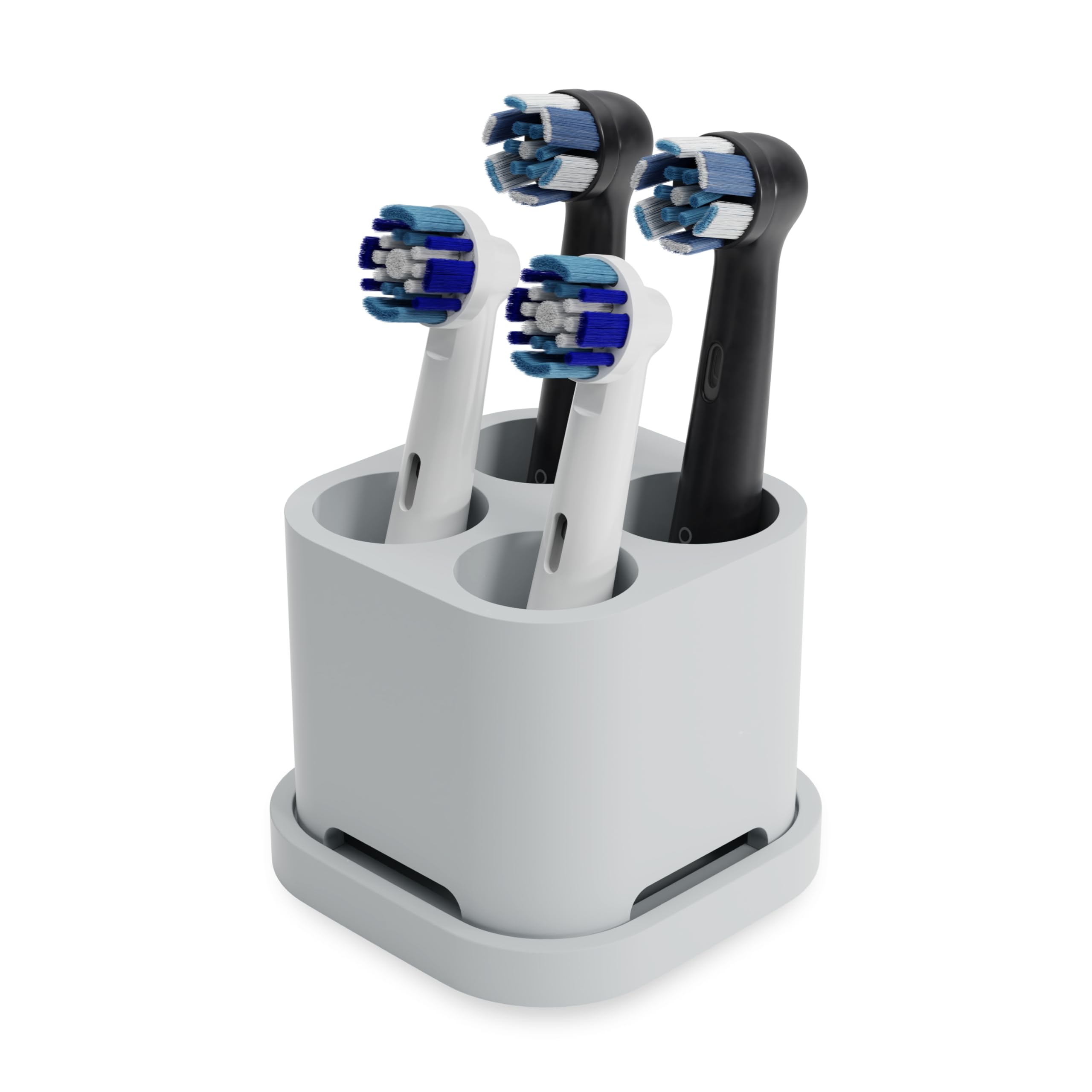 Porta Spazzolino Elettrico Per 4 Testine - Organizer Bagno Bianco Con Portadentifricio