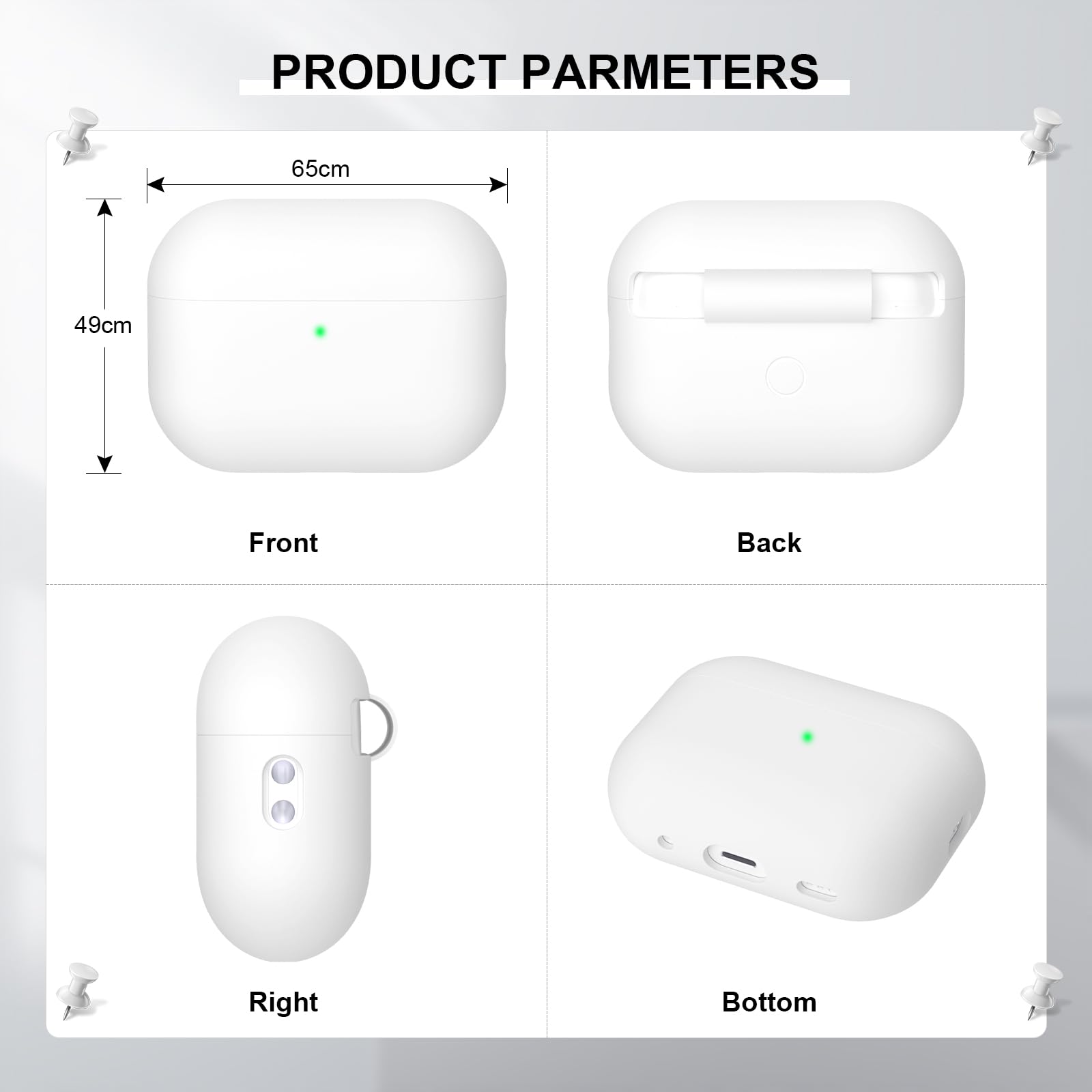 Compatible con Airpods Pro 2 (2022), Anti-rasguños Ultradelgada Fundas Protectora de Silicona para AirPods Pro 2.ª Generación, LED Visible Frontal (Blanco) - 5