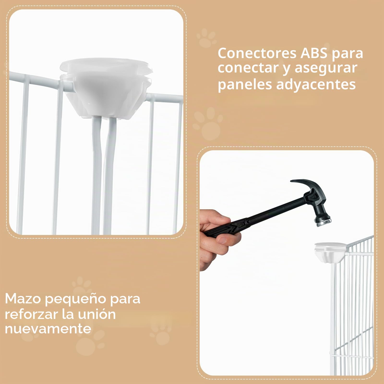 EUGAD Jaula para Animales Pequeños, DIY 24 Paneles Valla Metálica Modulare con Puerta, Blanco Parque para Conejos Vallas para Conejos Jaula para Mascotas Hámster Gatito Cachorros 142x72x72 cm