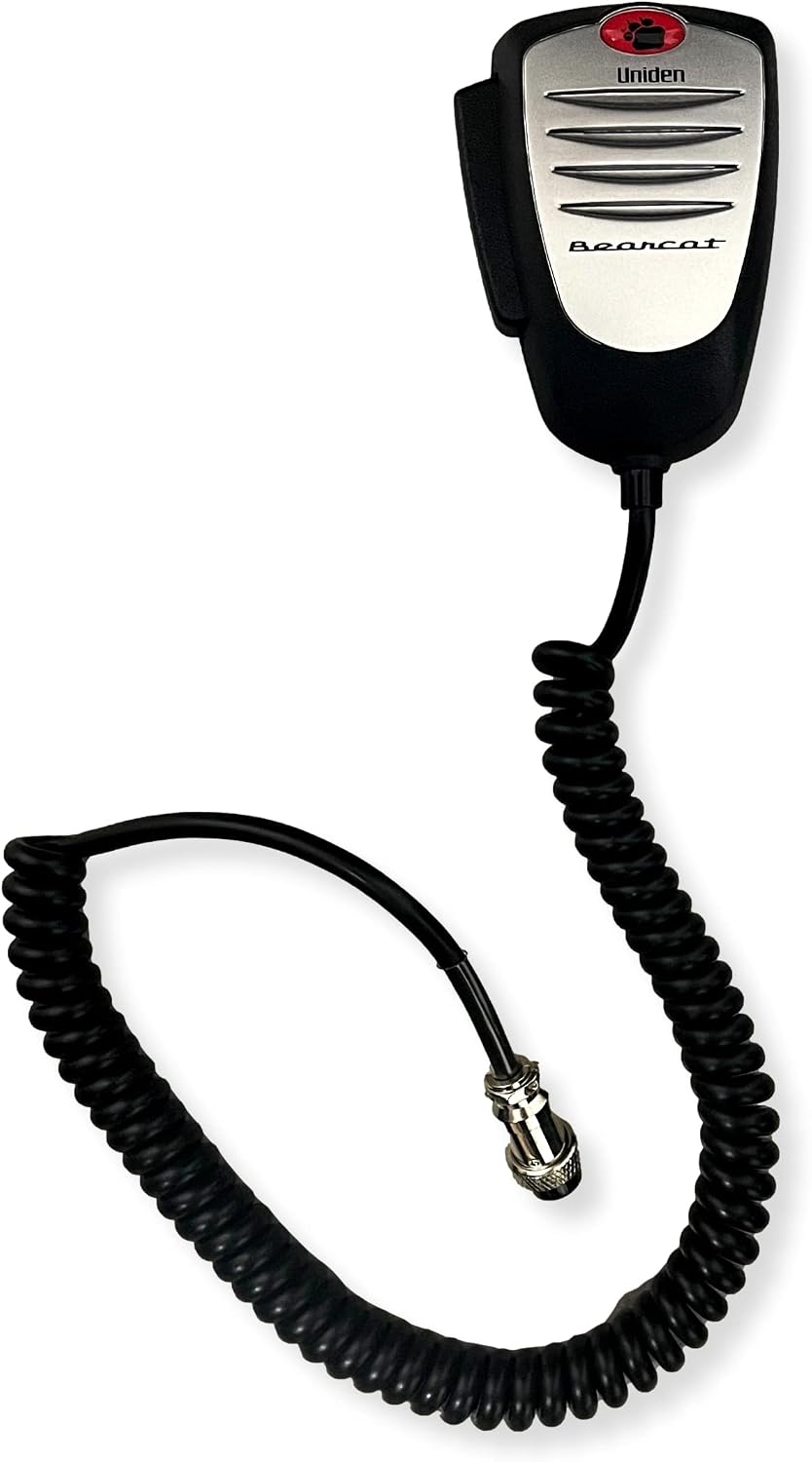Uniden BMKG0637001 Model MK516 Rugged Bearcat CB Microphone; Wired; Standard 4-Pin; Black Color with Silver Front; Exact Same Model that Came with the Uniden PC68XL, PC68LTW, PC78XL and PC78LTW Radios