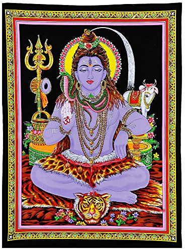 Gangesindia Blessing Shiva - Cotton Painting with Sequin Work