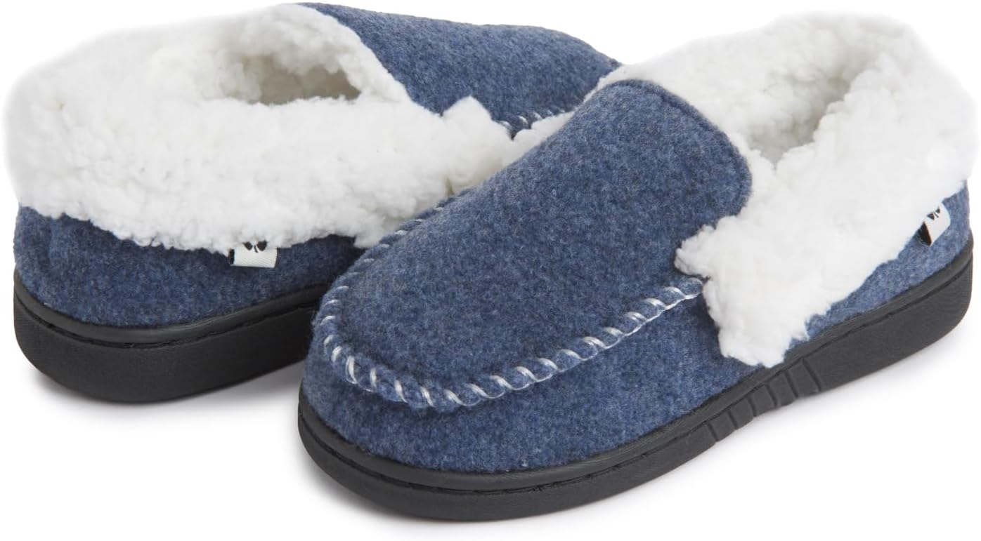 Lucky Brand Boy's Faux Wool A-line House Shoes for Kids, Memory Foam Slippers - Image 3