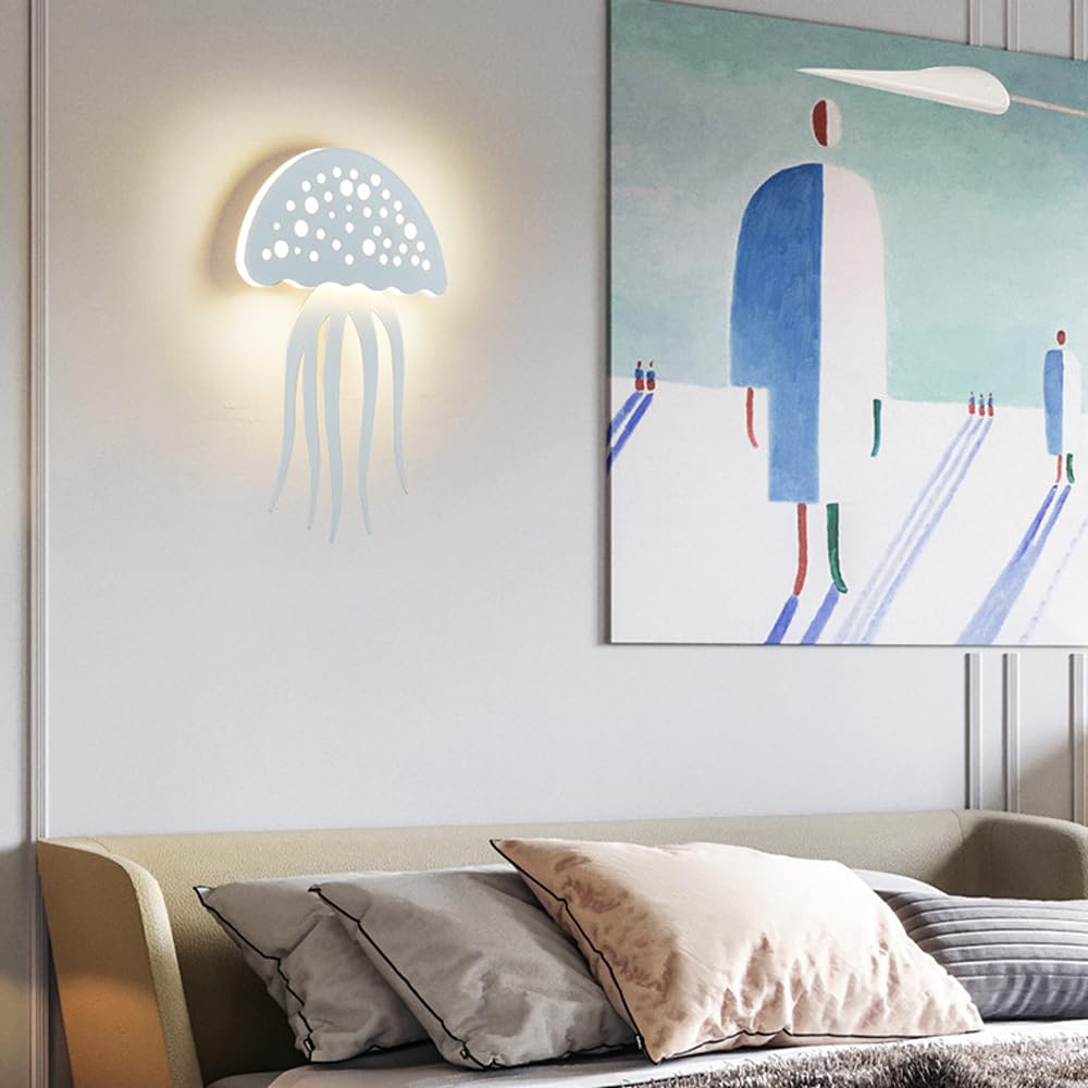 Kreskówka Jellyfish Wall Light LED Biała ściana tkaninowa kreatywna lampa dziecięca nocna lampka zwierzęcych hardwidired kinkiety oświetlenia ścienne dzieci światła na ścianie Learned extensively