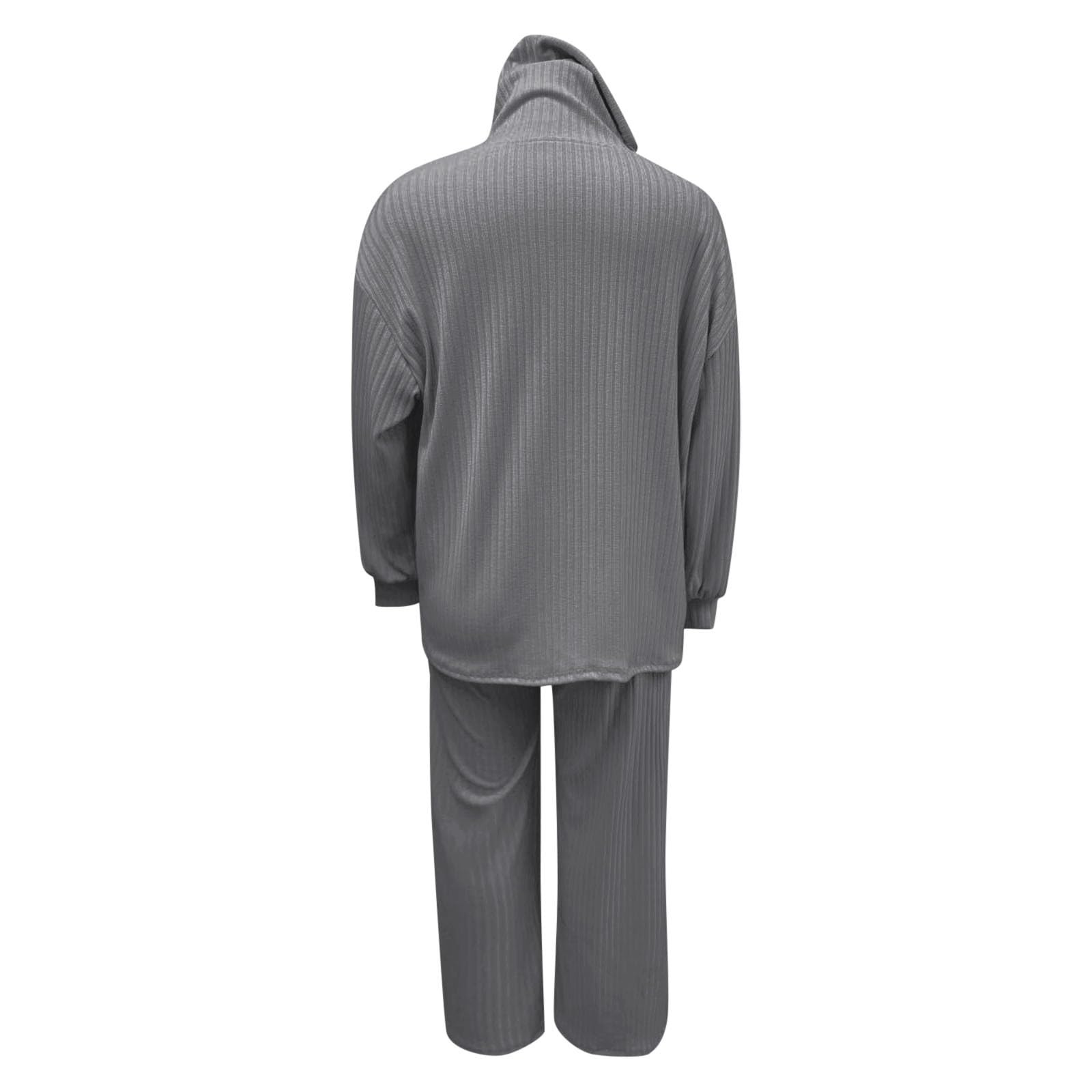 Elegantes Damen Strickensemble mit hochgeschlossenem Cardigan weiter Hose für einen modernen stilvollen