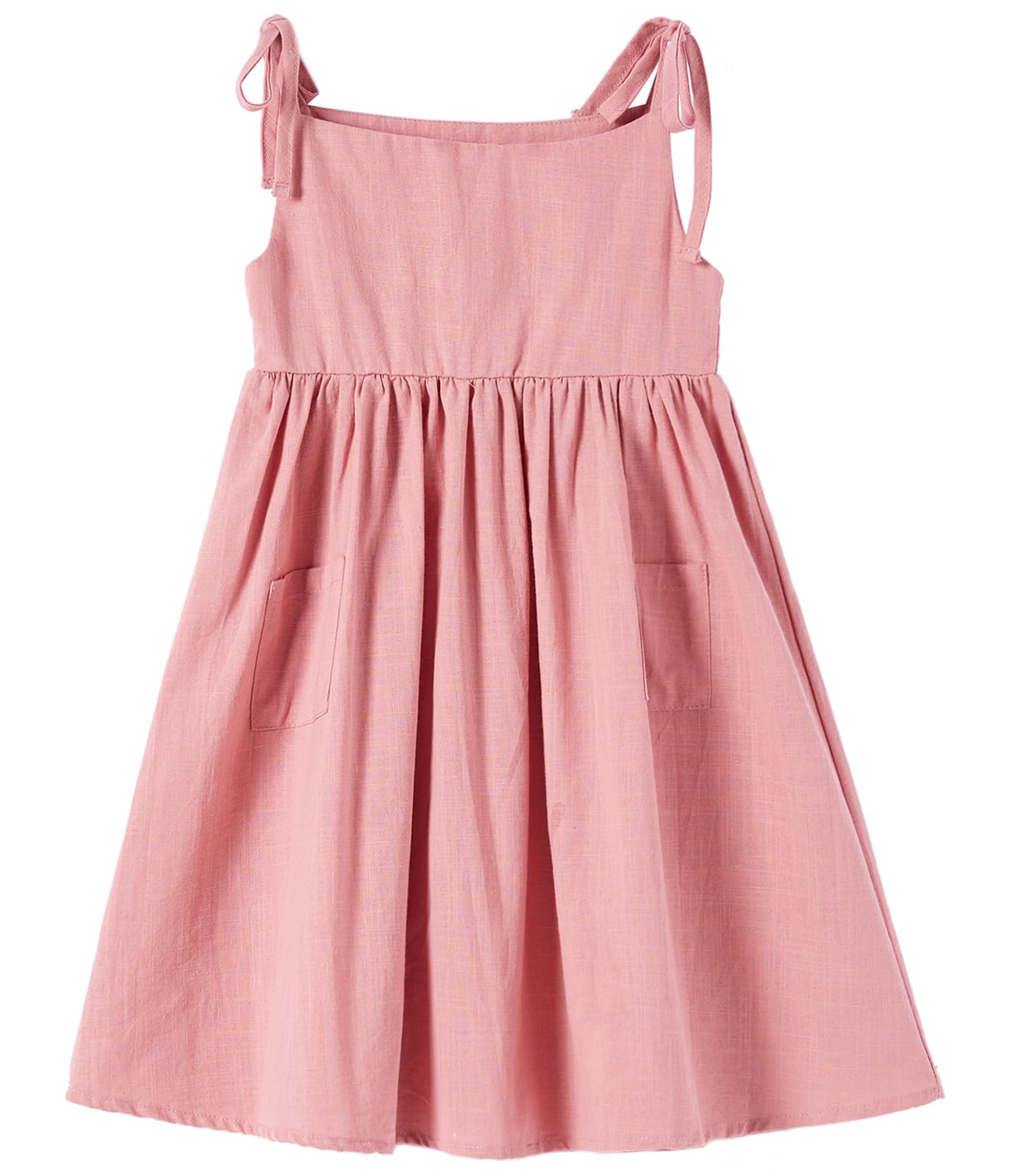 Niyage Toddler Dress Sleeveless Kids Casual Party Dresses Girls Cotton Tie Strap Bow Casual Boho Sundress