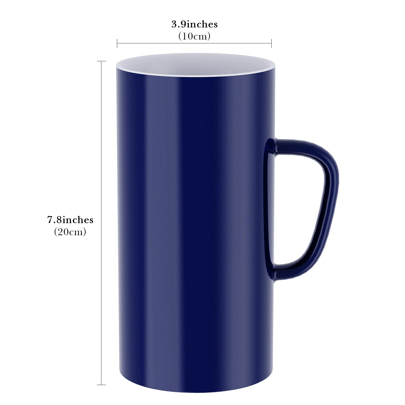 Linkidea - Tazas de café extragrandes de 113 ml, de cerámica extragrande con asa, de gran capacidad para la oficina y el hogar (Azul)