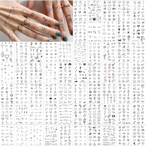 1000 Mixed Styles 60 Sheets Tiny Realistic Temporary Tattoos for