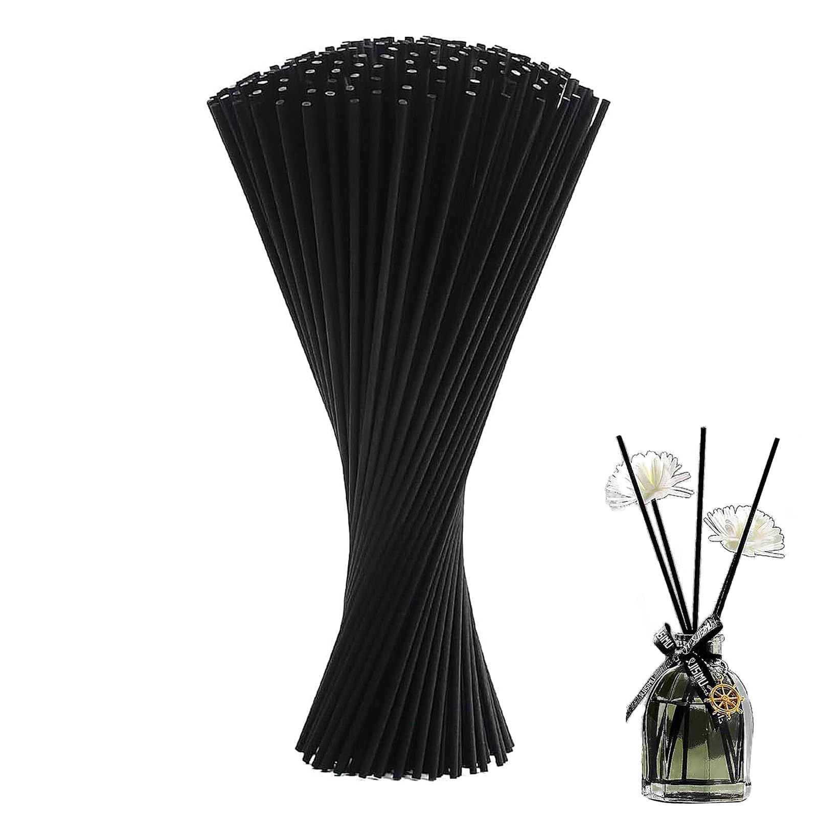 shweehon 50 PCS Black Reed Diffuser Sticks, Diffuser Reeds Sticks, Large Black Reed Diffuser for Scented Oil Diffuser, for Bedroom Home Fragrance Aromatherapy(30cm X 4mm)