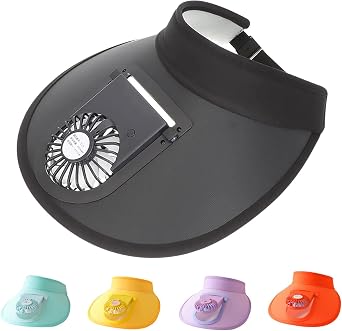 Sun Visor with Fan, USB Charging Outdoor Summer Hat with Fan, Large Area Sun Protection Adjustable Elastic Buckle