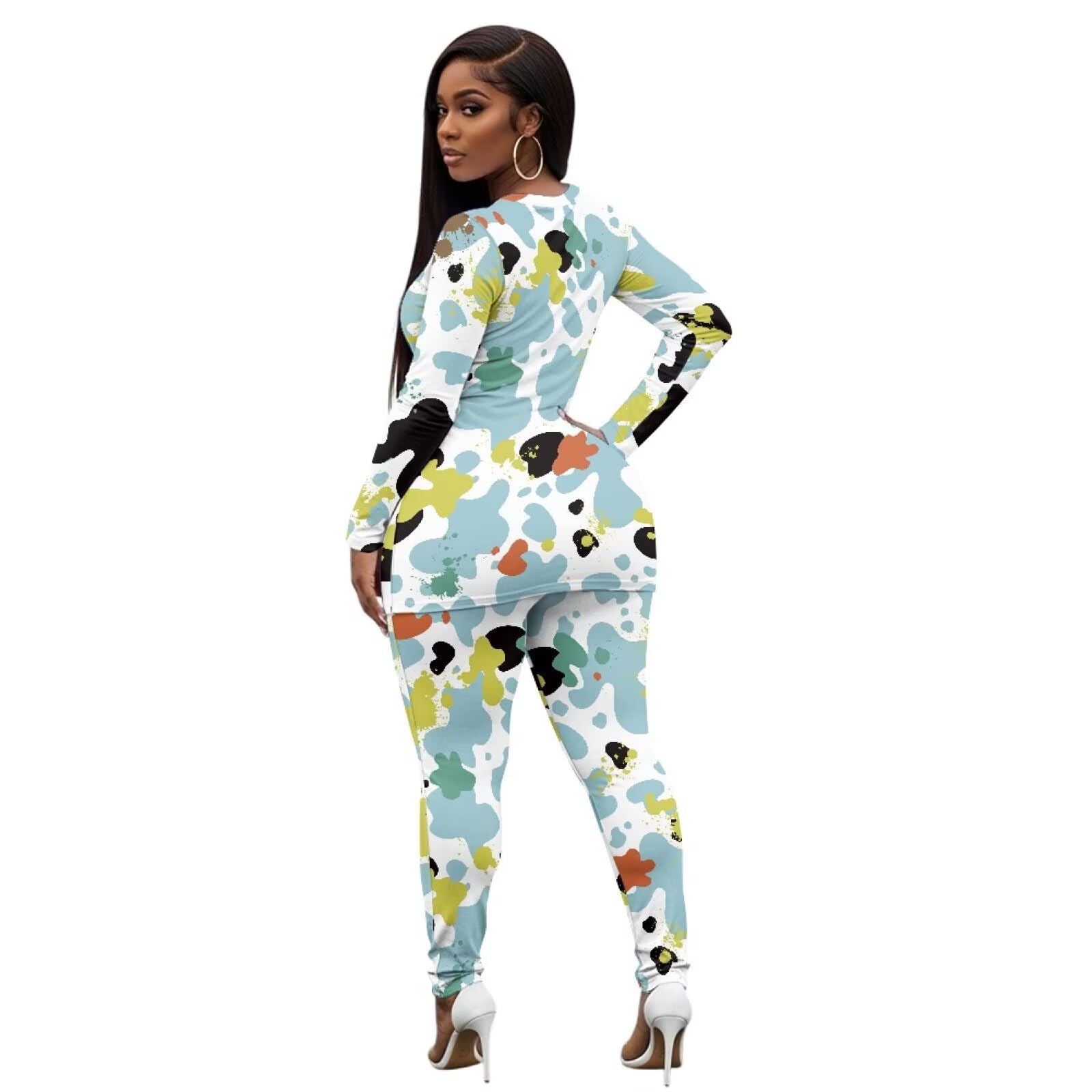 Set da yoga da donna, 2 pezzi, a maniche lunghe, girocollo, per sollevamento dei glutei, Pelle bovina, 4XL