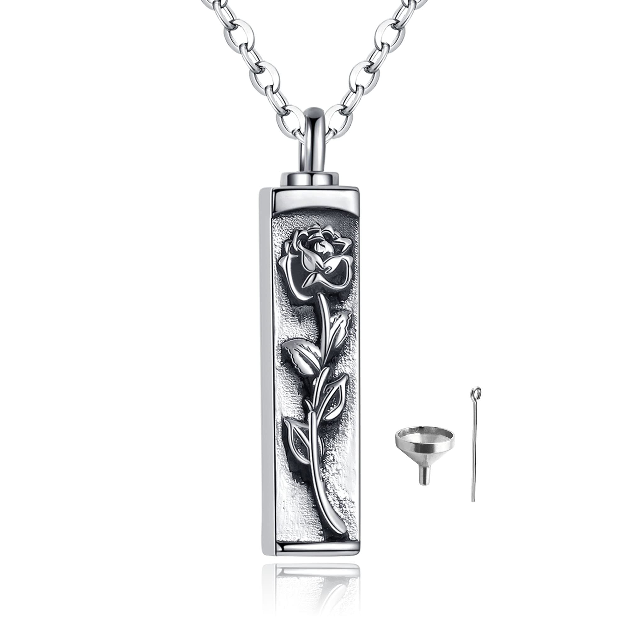 Fryneauy Sterling Silver Flower Celtic Tree Life Cremation Urn Pendant Necklace for Women US2