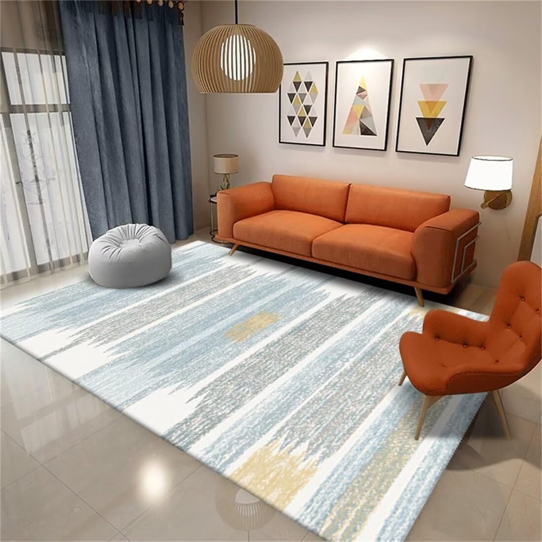 Tapis fille décoration chambre et salon moderne texture floue antidérapant 90x200cm