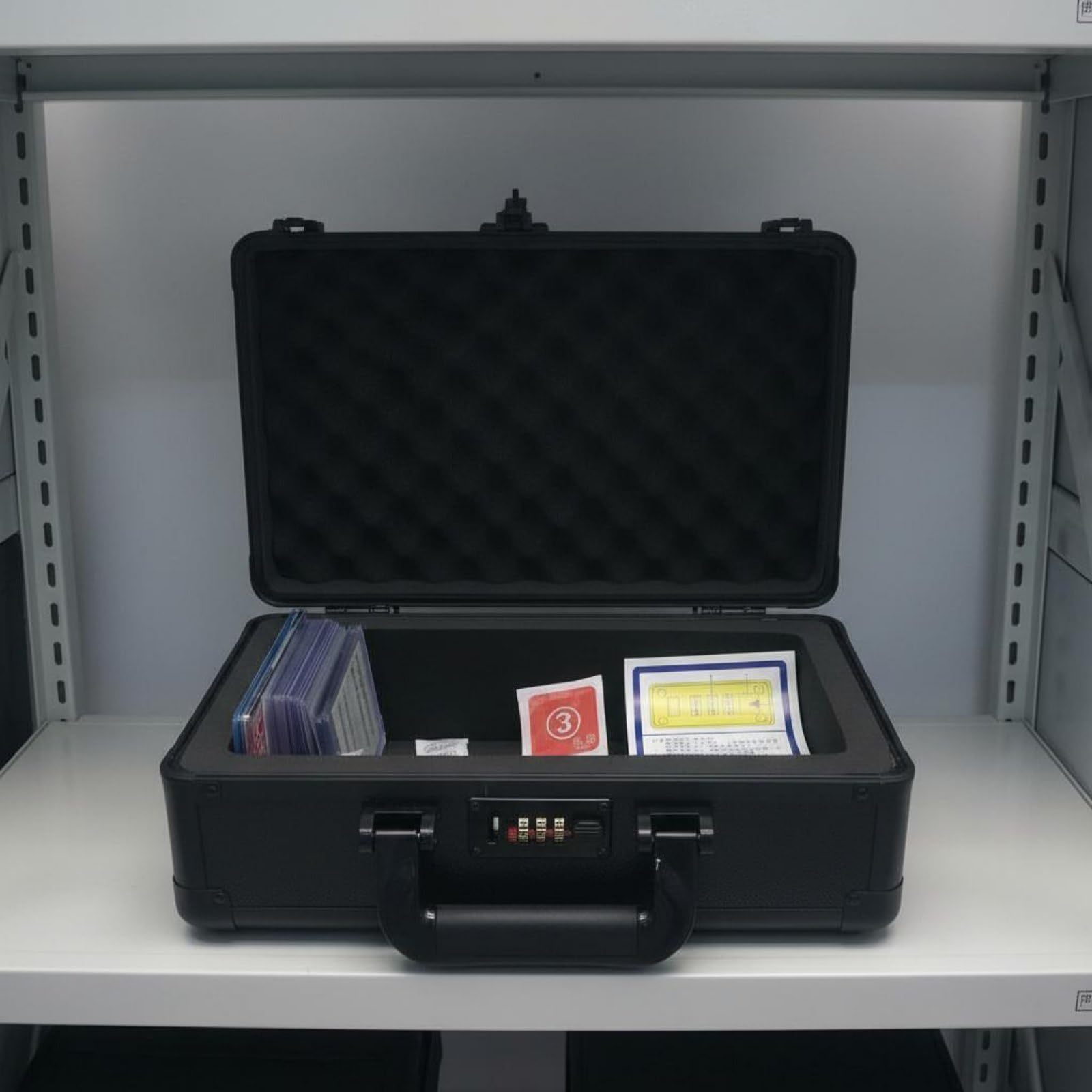 Karten Aufbewahrungsbox Sammelkarten Koffer Schutzkoffer Transportkoffer mit Zahlenschloss aus Aluminiumlegierung Und EVA Staub- Und Feuchtigkeitsgeschützt für Zuhause Büro Messen Transport