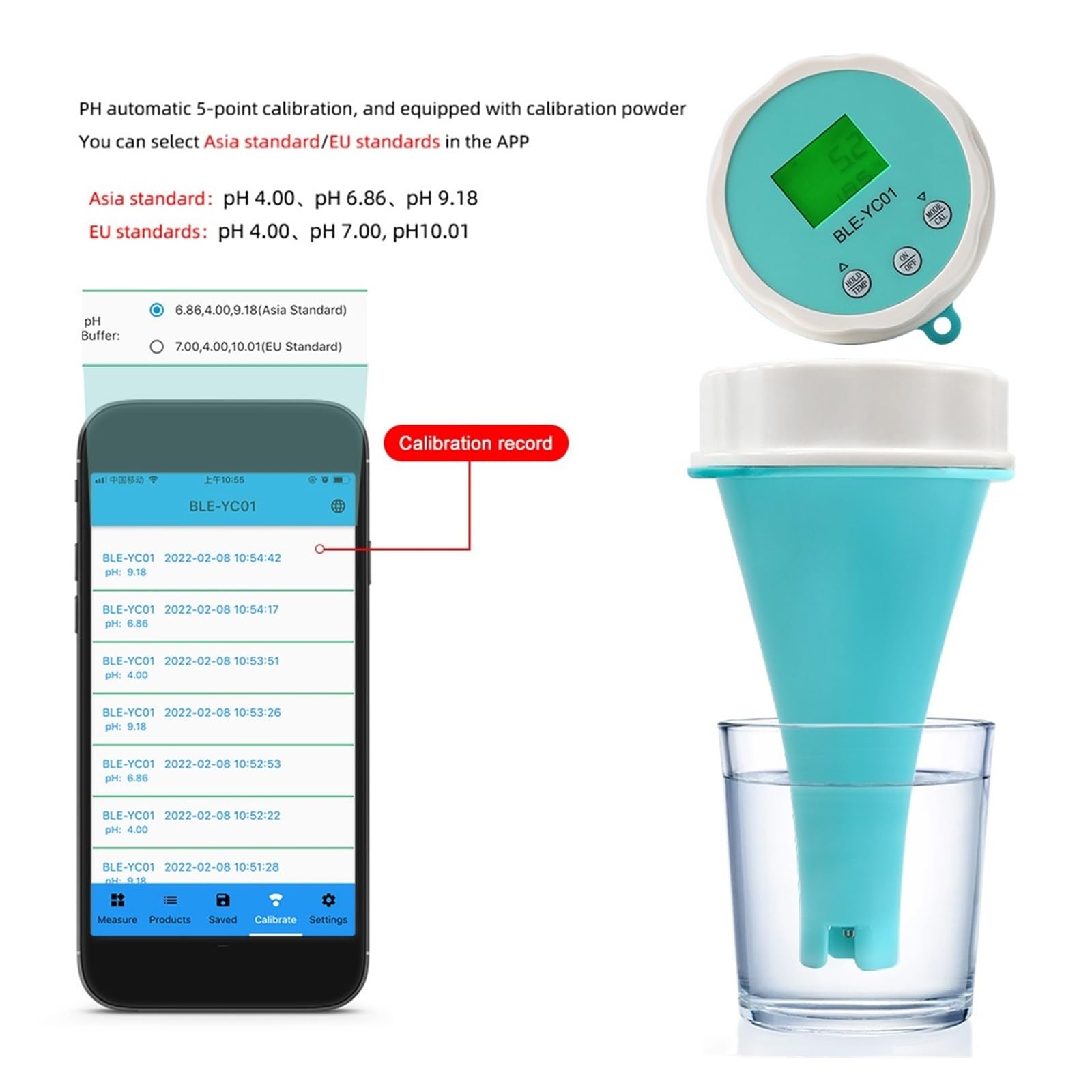 Tester Temperatury Chloru 6 W 1 PH/ORP/EC/TDS Testowanie Monitora Wody Podświetlany Wyświetlacz LCD Inteligentny Sprzęt Do Domowego Basenu