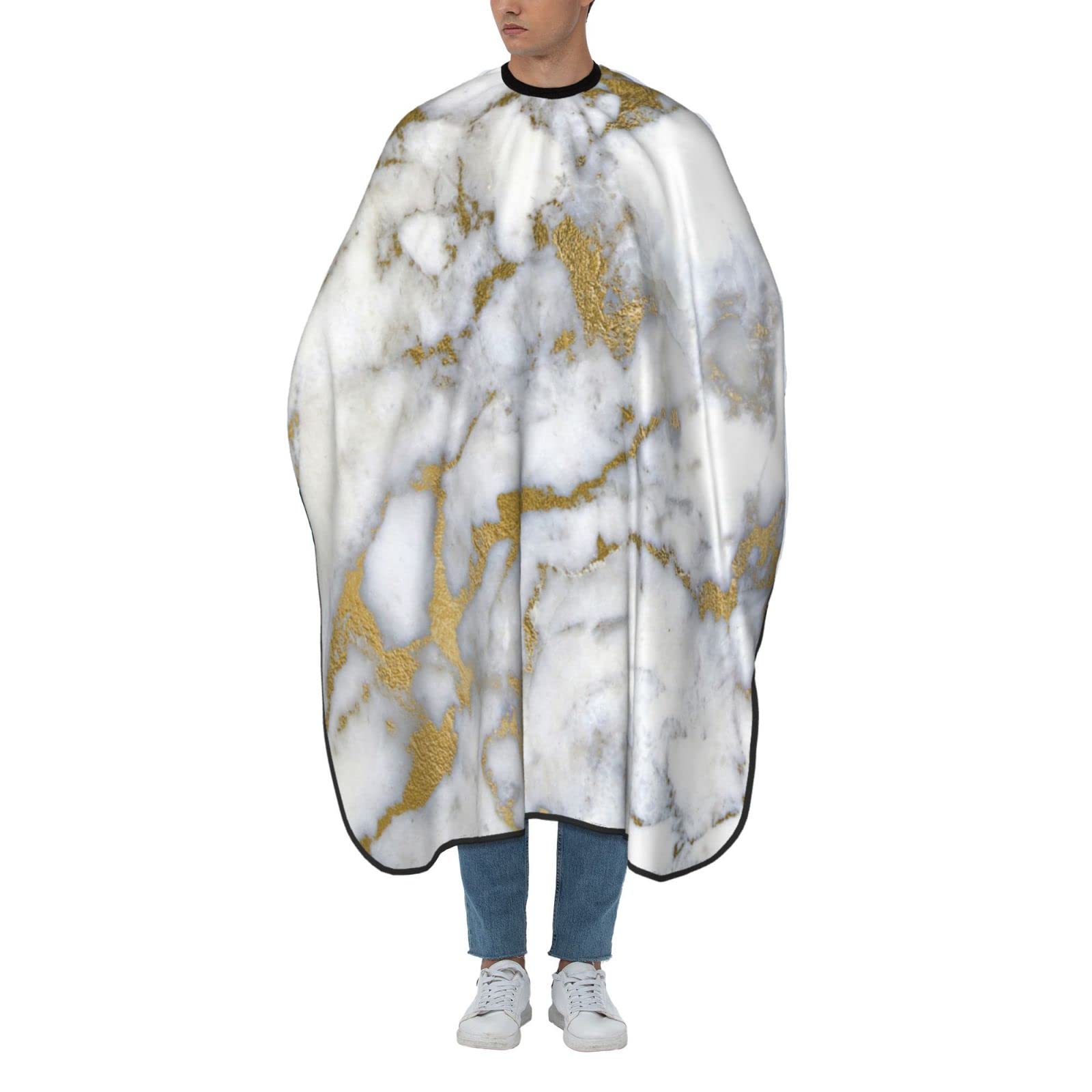 Capas De Peluqueria Mármol De Oro Blanco Hipster Capa De Barbero Poliéster Capa De Barbero Impermeable Vestido De Salon Para Salón Hombres Mujeres