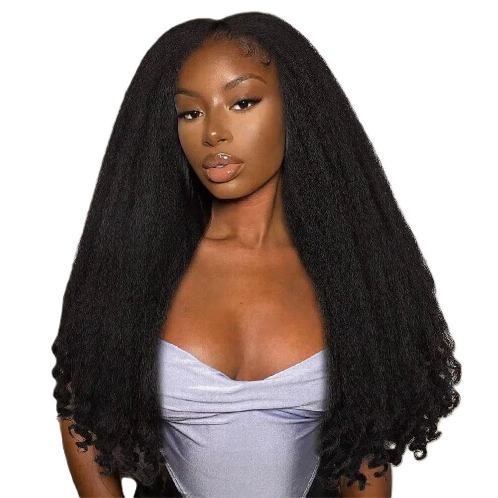Haarpflege Dunkelbraune Verworrene Gerade Lace-Front-Perücke Mit Lockigen Enden Für Schwarze Frauen(13X4,22inches)
