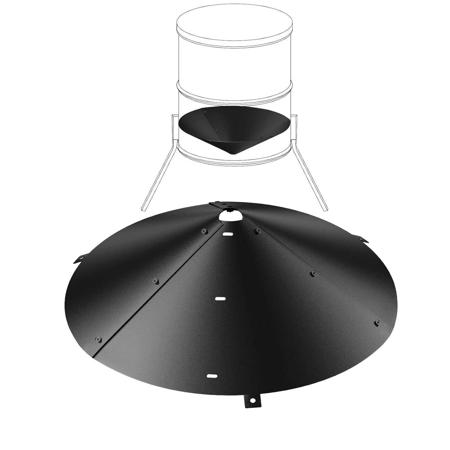 Metal Deer Feeder Funnel, Adjustable Size Hot-Dip Galvanized Steel Deer Feeder Parts, Fits 55 Gallon Barrels.