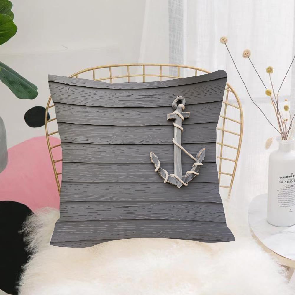 Hyosxw Old Anchor On The Wooden Wall - A4 Cushion Cover,Throw Pillow Case Home Decorative For Living Room Bedroom Sofa Chair 18X18 Inch,Old Anchor On The Wooden Wall,Pillowcase 45X45cm