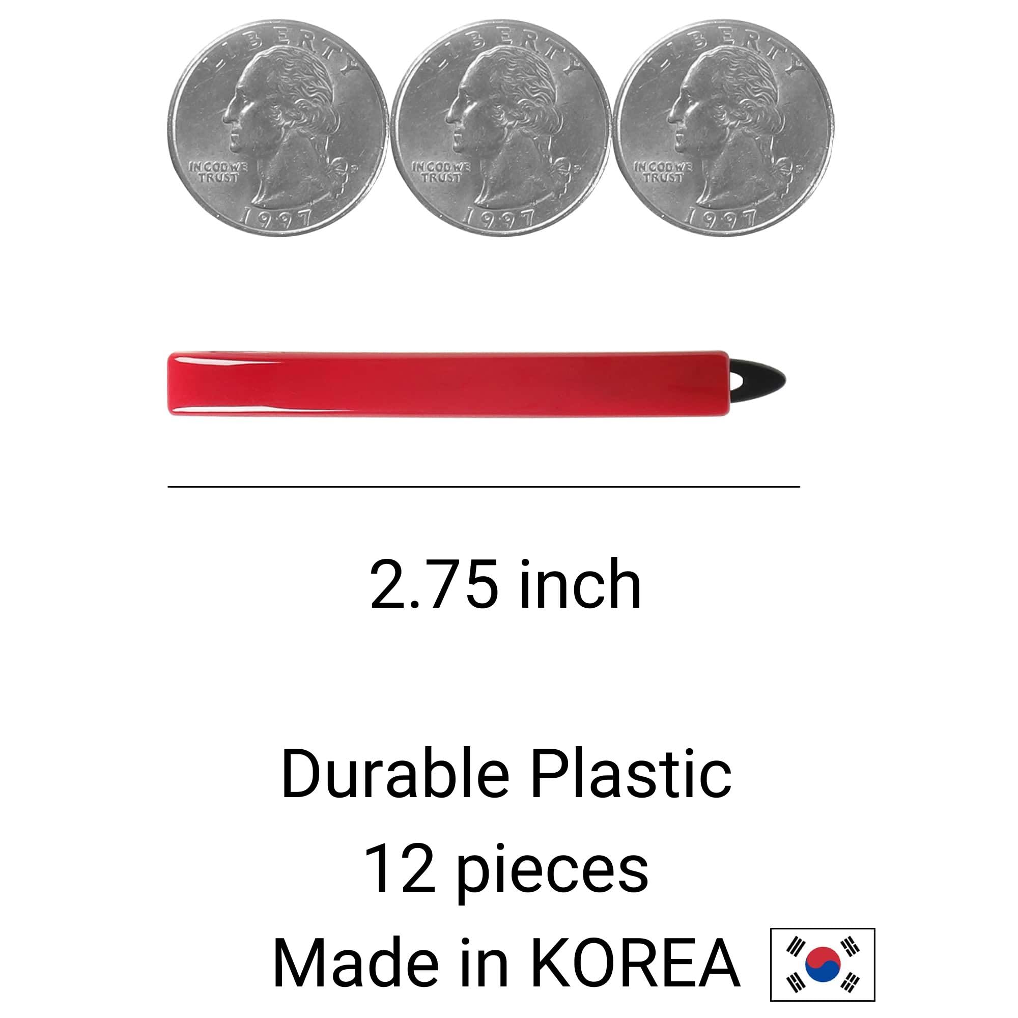 SN1 Ręcznie robione zatrzaskowe plastikowe spinki antypoślizgowe mini prostokątne spinki do włosów dla kobiet wsuwane spinka do włosów metalowe zamknięcie 12 szt. Made in KOREA