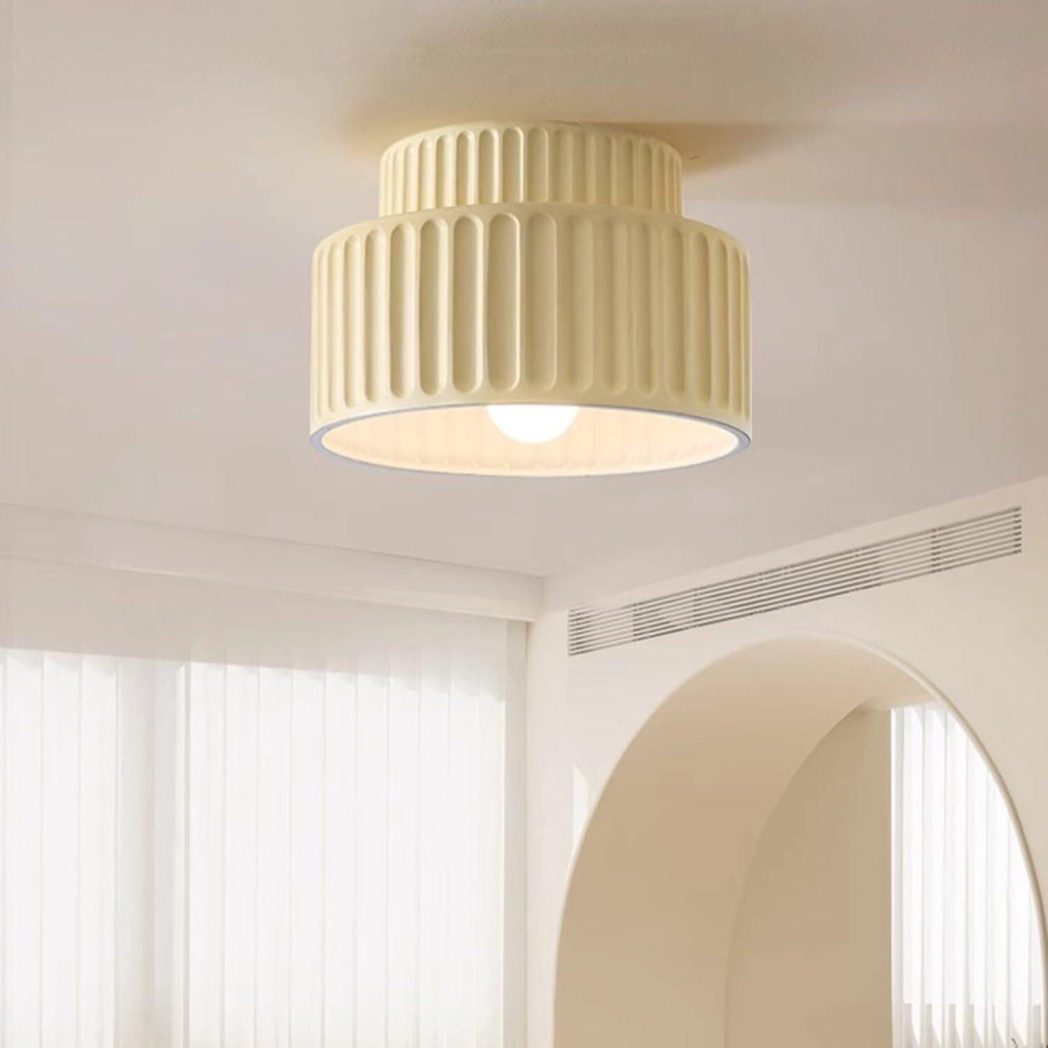DUddTTW Corridor Ceiling Light Fixture E27 Semi Flush Mount Lighting Resinous Ceiling Lamp Pendant Close to Ceiling Light Porch Chandelier(Wei�)