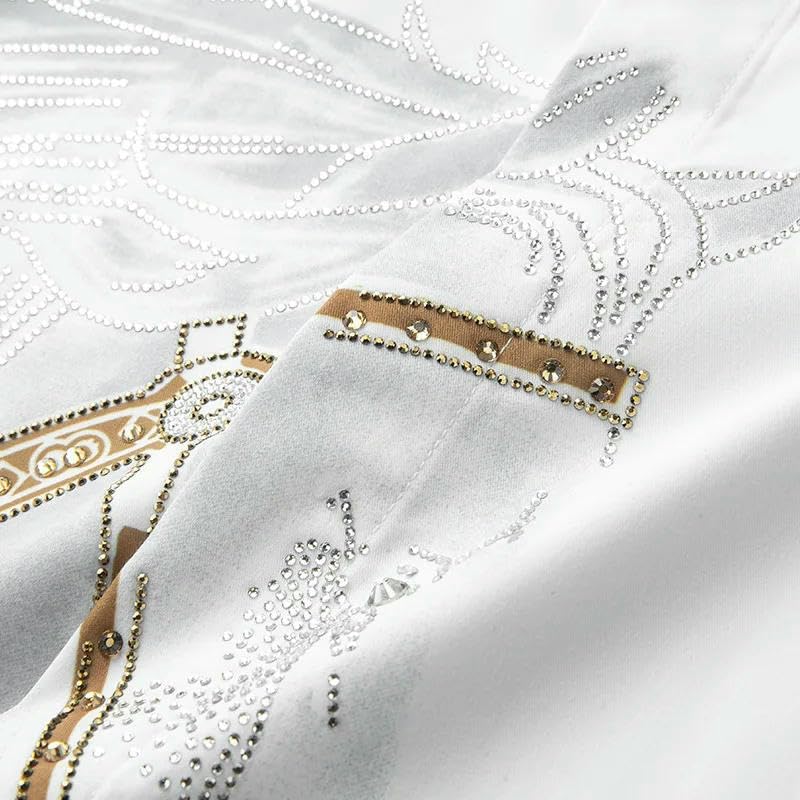 Spring Autumn Rhinestone Men's Shirt Long Sleeve Slim Casual Business Social Formal Dress Shirts Streetwear Harajuku3