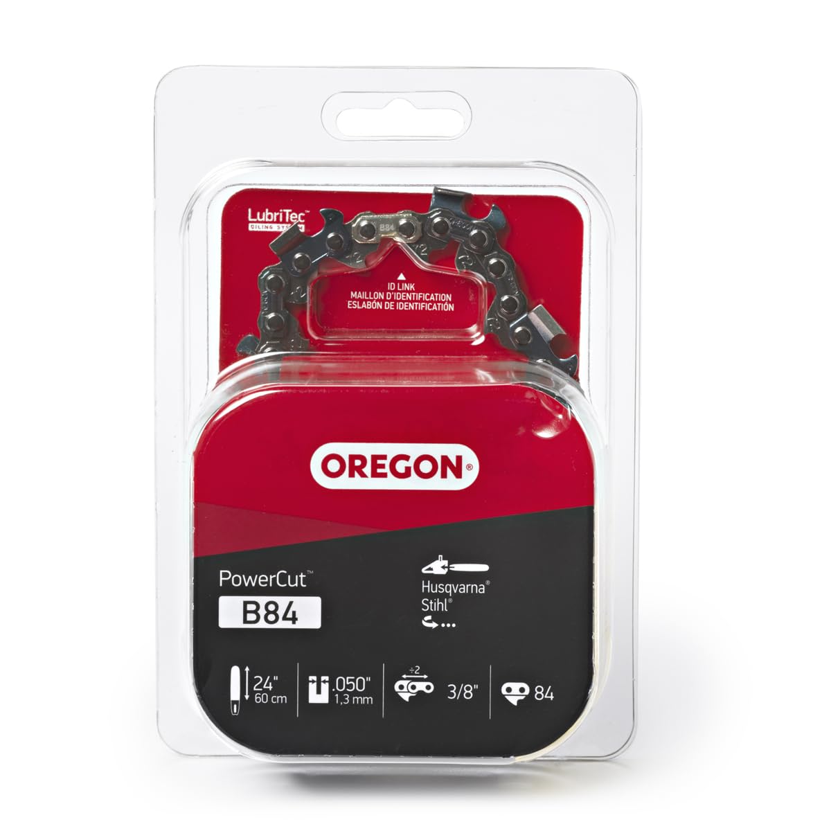 Oregon B84 PowerCut Chainsaw Chain for 24" Bar, 84 Drive Links, 050" Gauge, 3/8" Pitch, 72EXL, Fits Husqvarna, Stihl Gray