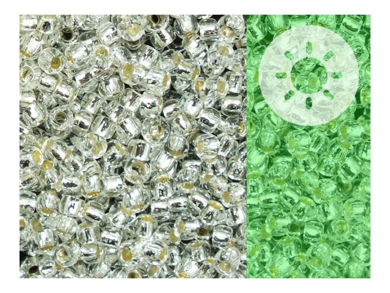 10 g TOHO Round Seed Beads Rocailles, Size 11/0, Glow in The Dark, Perm Finish Silver Lined Crystal Green Splash (# 2700), Japan, Glass — image 1