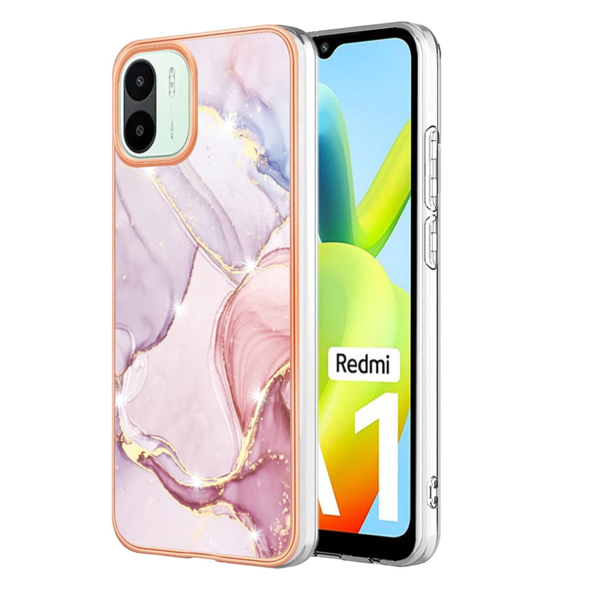 Custodia Per Xiaomi Redmi A1 HAOYE – Cover In TPU Morbido Con Motivo Marmo Bianco, Antiurto E Sottile, Con Protezione Per Fotocamera