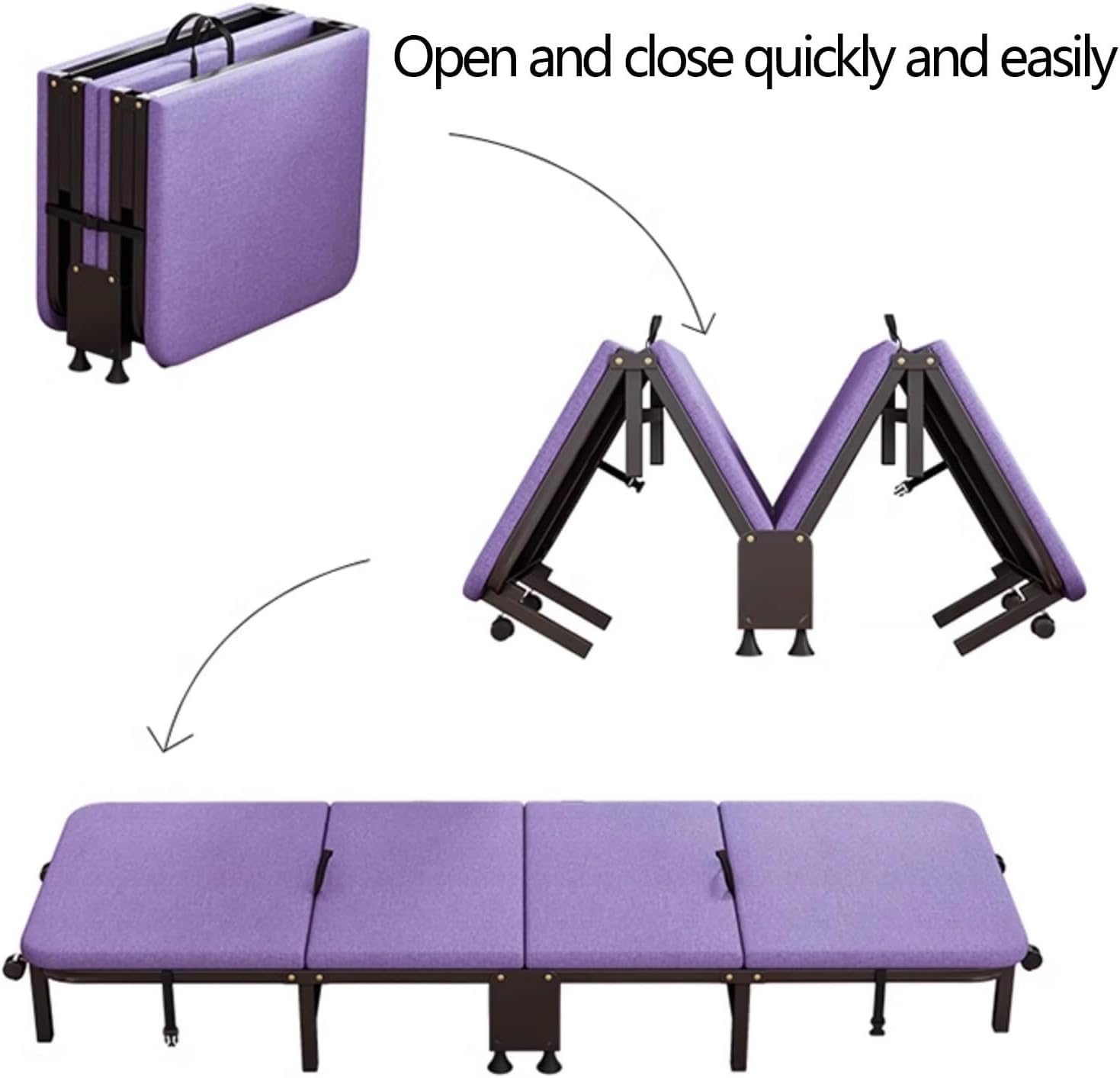 Comfortabel kampeerbed Opvouwbaar bed met matras Draagbaar campingbedje voor gasten met wielen Campingbed ondersteunt 331 lbs