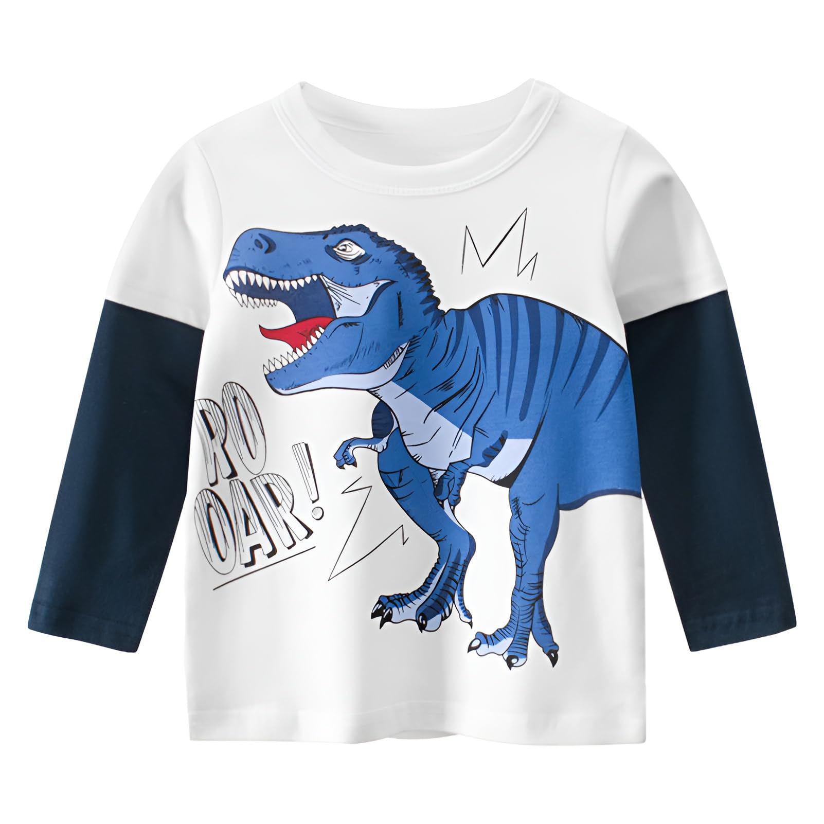 amropi Bébé Garçons Dinosaure T-Shirt à Manches Longues Lot de 3 Coton Tee Shirt Top pour 1-8 Ans