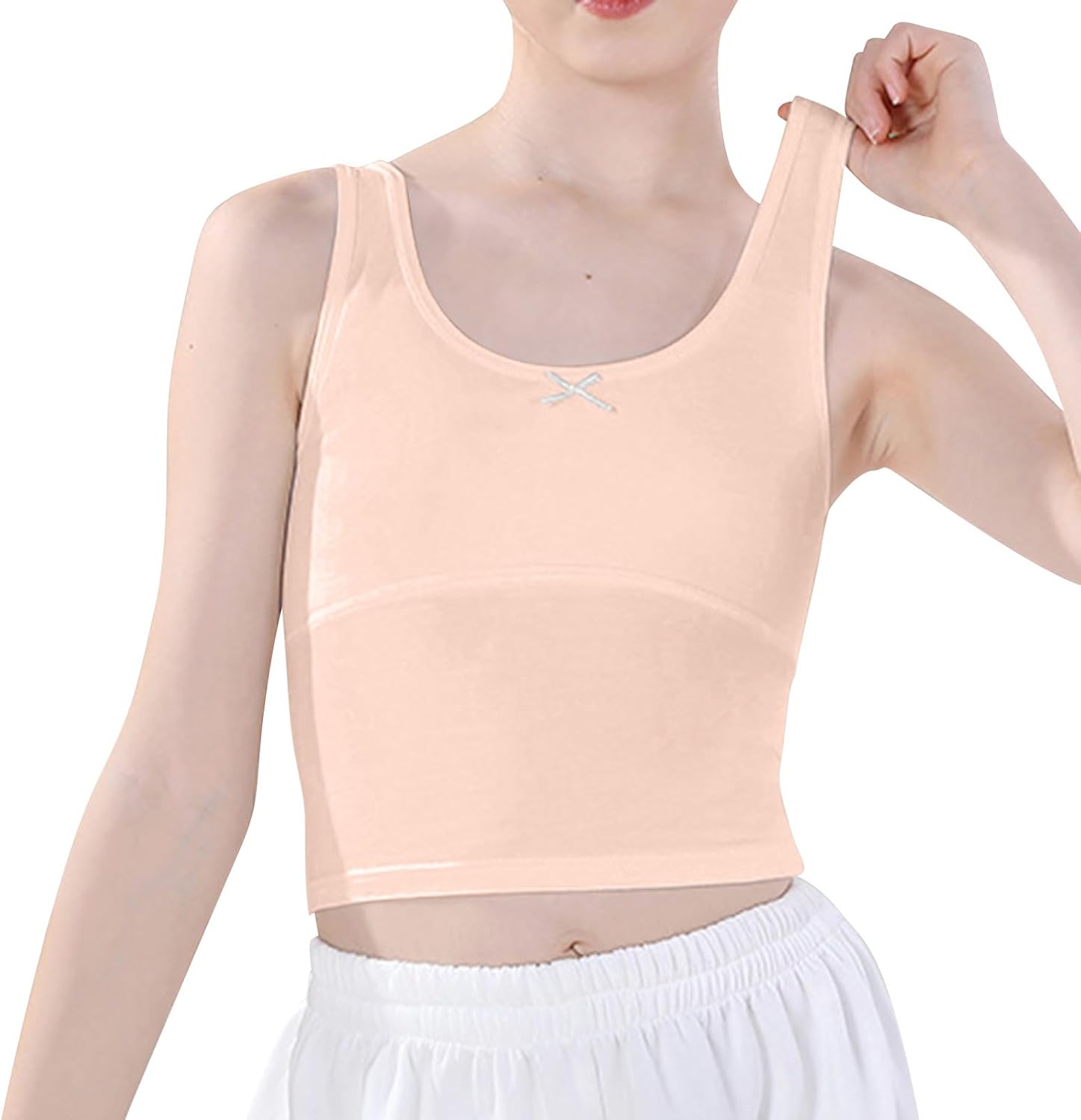 Girls Lightweight Tank Tops Sleeveless Scoop Neck Fitted Camisole Basic Soft Cotton Undershirt Layering Summer School Casual