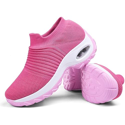 Women's Walking Shoes Sock Sneakers - Mesh Slip On Air Cushion Lady Girls Modern Jazz Dance Easy Shoes Platform Loafers
