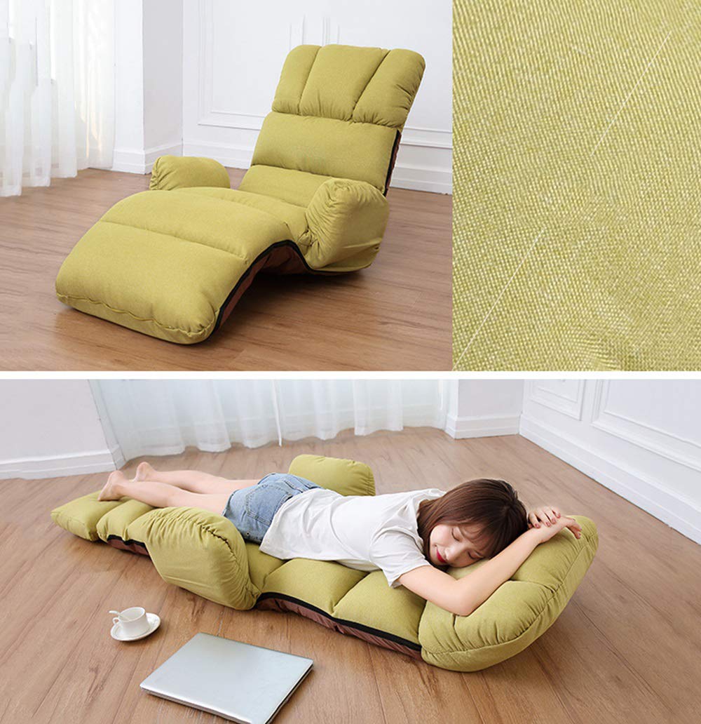 ZRRtables Lounge Adjustable Padded Folding Chair Head, Waist, Knee Adjustable 5 Fold Down Floor Chair Armrest Floor Gaming Ergonomic Chair
