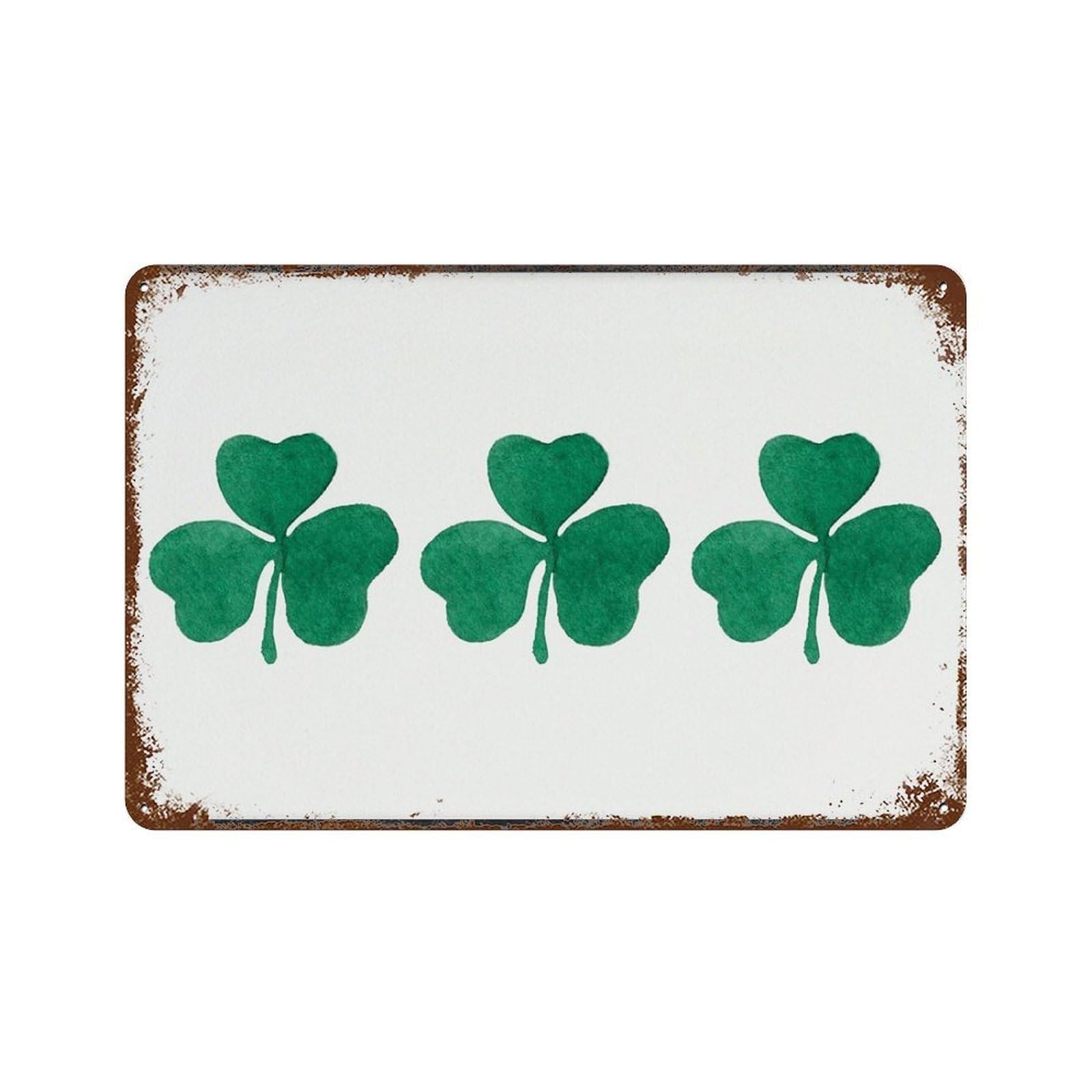 xiaoxiaoshen Watercolor Three Shamrocks, St. Patrick's Day Green Clover Wall Decor Art Metal Tin Poster Modern Home Decor Art Home Bar Shop Decorations Vintage Sign 20x30cm