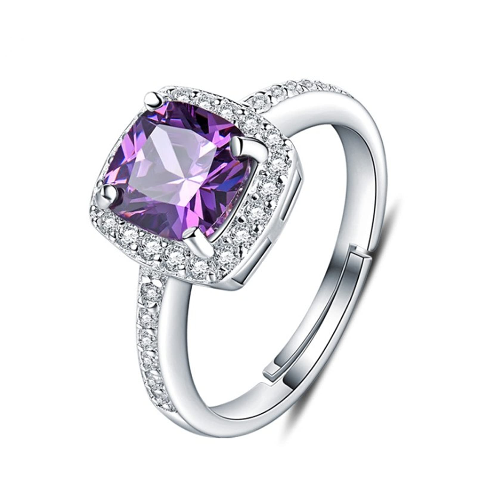Hcma Women's Amethyst Wedding Rings Created Ring For Fashion 925 Silver Jewelry With Gemstone Party Gift