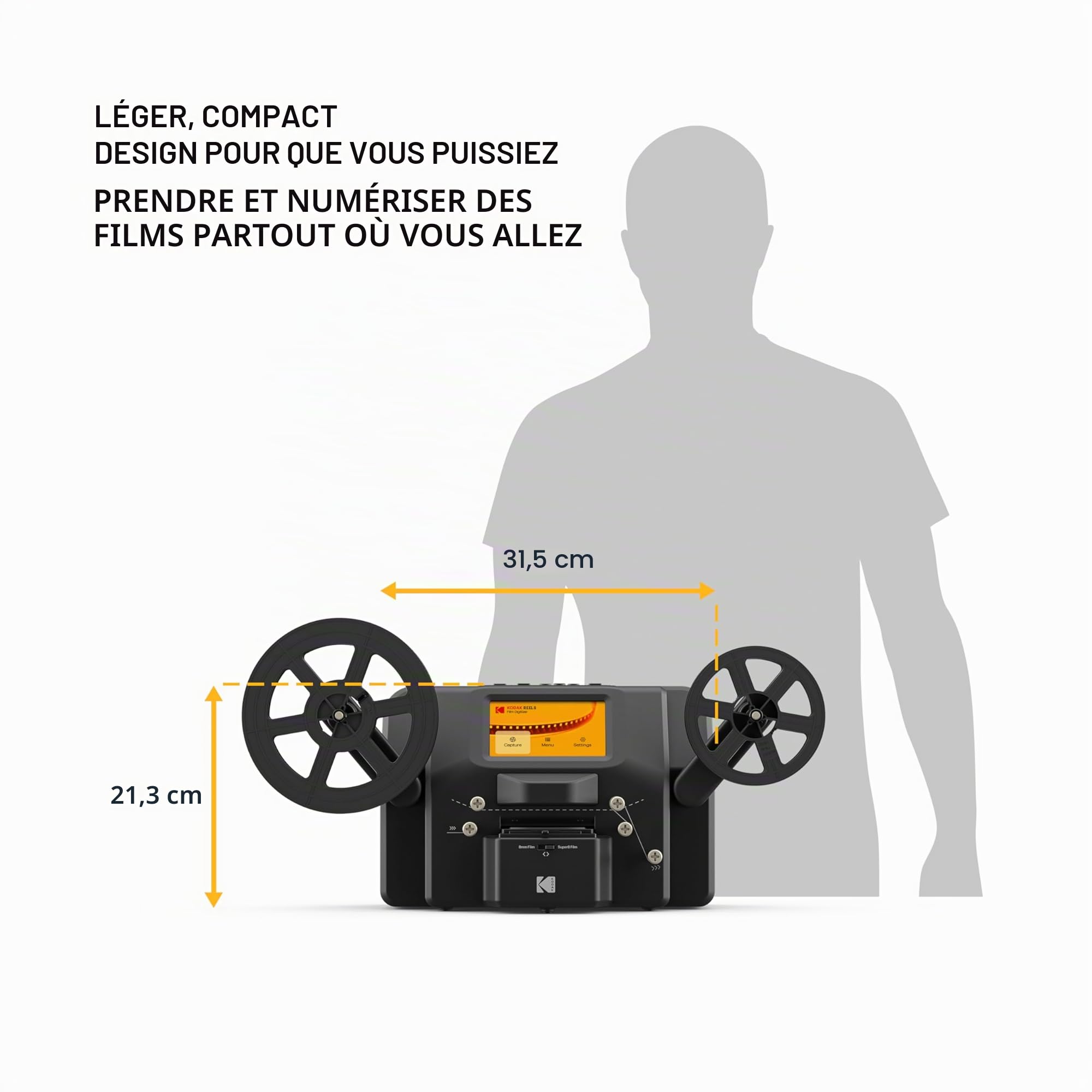 Kodak REELS Convertisseur de numériseur de Film 8 mm et Super 8 avec Grand écran de 5", Le Scanner Convertit Le Film Image en Image en fichiers numériques MP4 pour Regarder