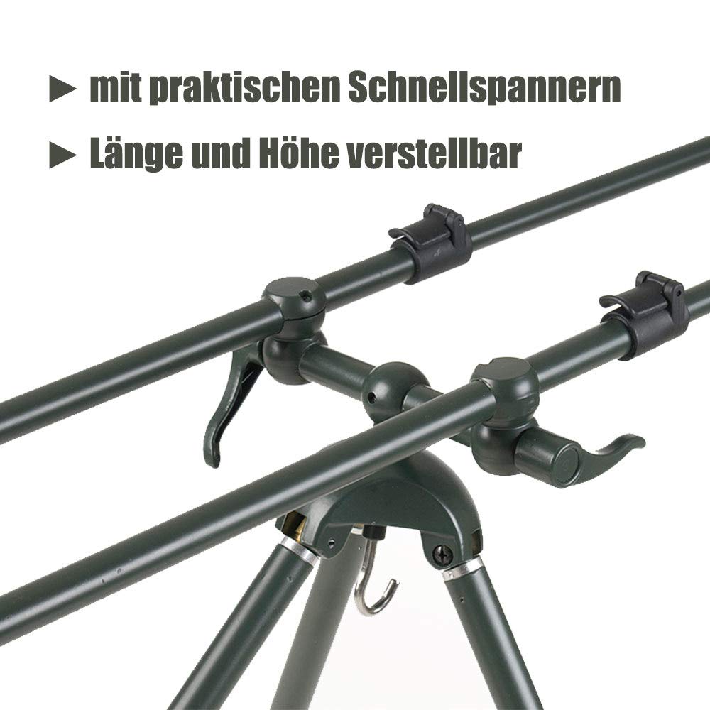 Tripod Premium Rutenhalter für DREI Ruten inkl. Tasche und Buzzer Bars