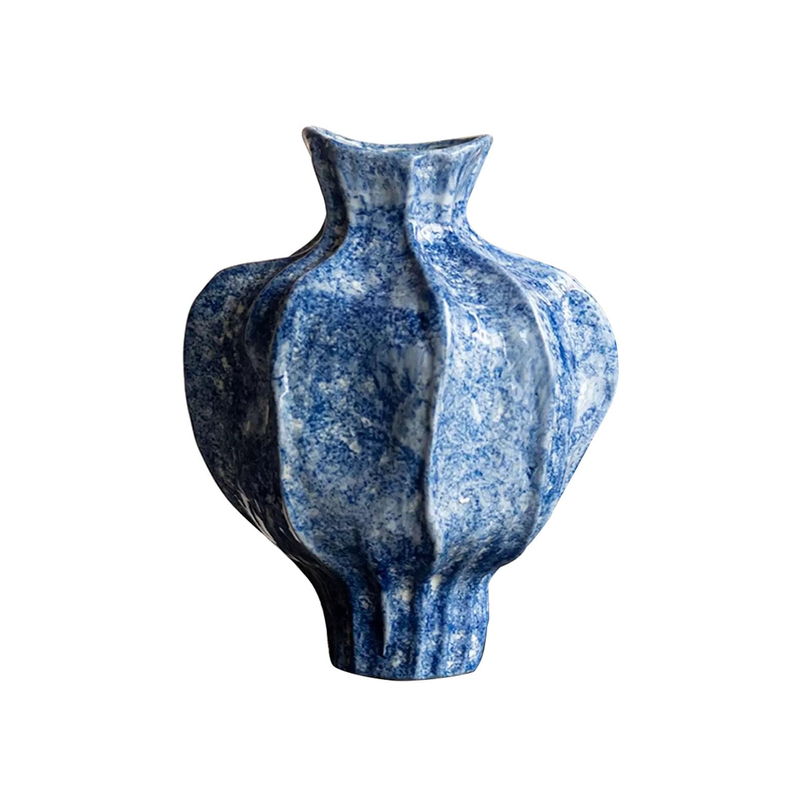 Nzzkoides Blue Vintage Large Ceramic Vase, Unique Art Vase, Ornament For Living Room, Dining Table Centerpiece, Bedroom, Office, Special Shape, (Size:26 * 21 * 34Cm,Color:blue)