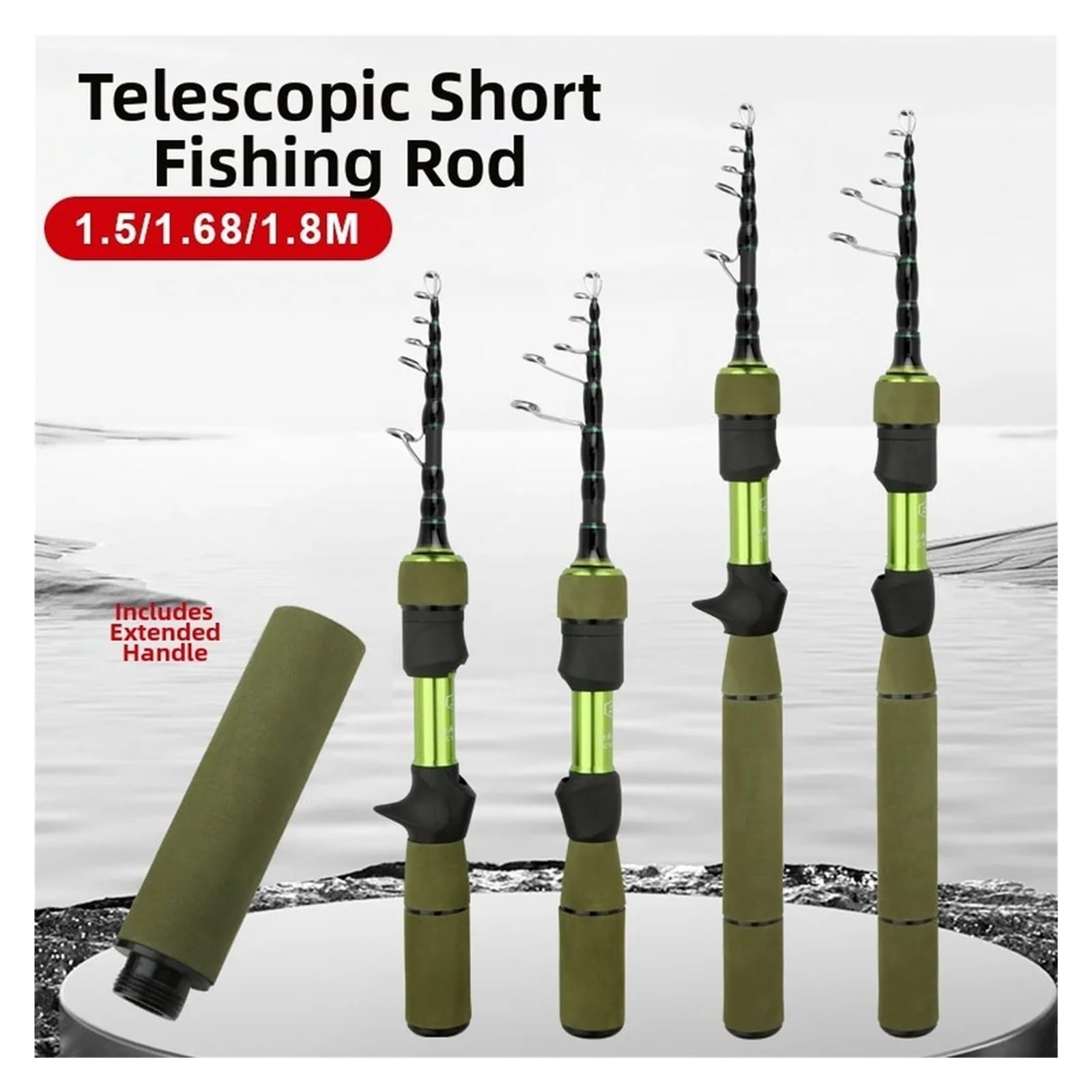 Canna da pesca telescopica in carbonio 1.8M UL Casting con accessori for attrezzatura for canna impugnatura variabile