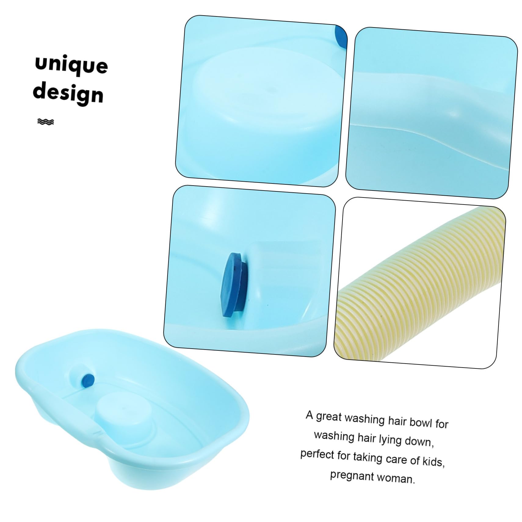 Lavandino Per Shampoo Portatile Ergonomico Bordo Curvo, Ciotola Per Lavaggio Chioma a Letto Per Anziani, Disabili e Donne in Gravidanza, Lavabo Plastica Sicura Per Uso Domestico