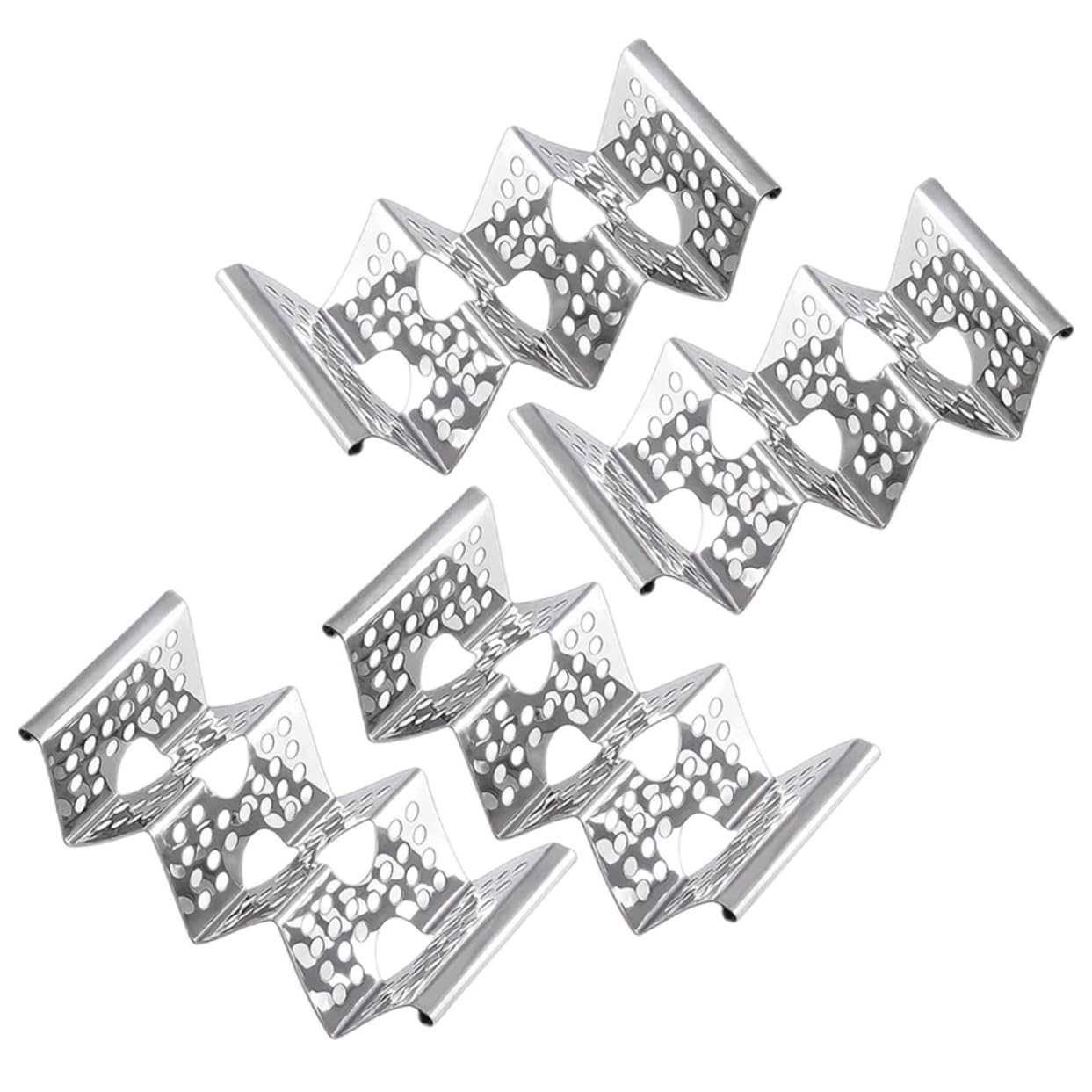 4pcs Crepe Stand Desktop Taco Holder Tack Rack Taco Tray Holder Mexican Corn Individual Taco Baking Pancake Stands Kitchen Supplies Kitchen Essentials 430 Stainless Steel Silver Unomor