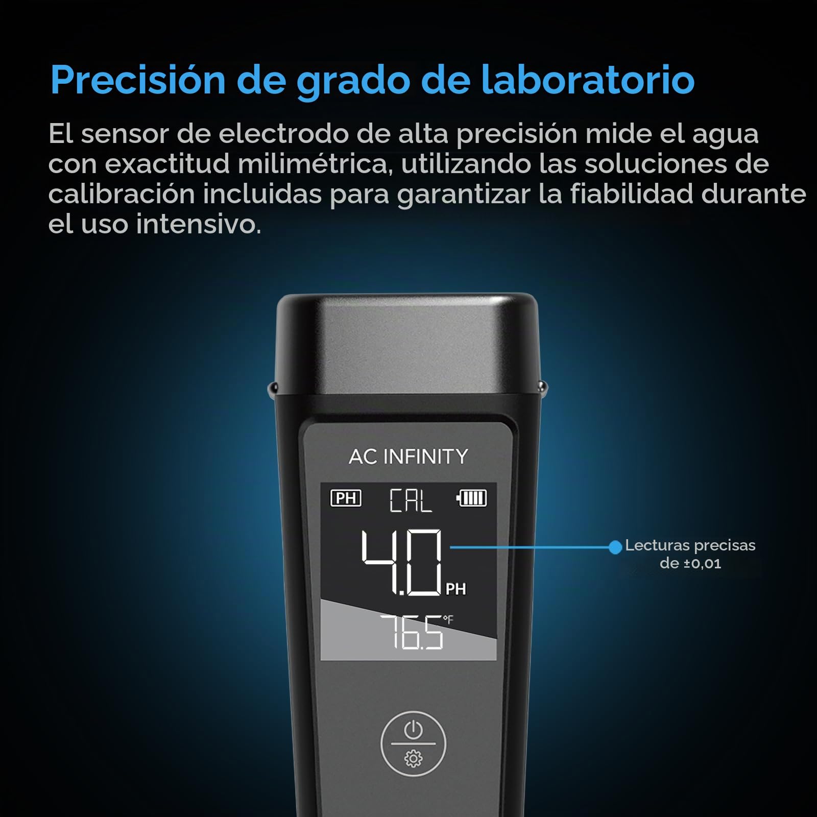 AC Infinity Kit de medidor de pH PRO, bolígrafo digital de alta precisión con precisión de pH de ± 0.01 y sonda intercambiable, medidor de pH de prueba de nutrientes para plantas hidropónicas de agua,