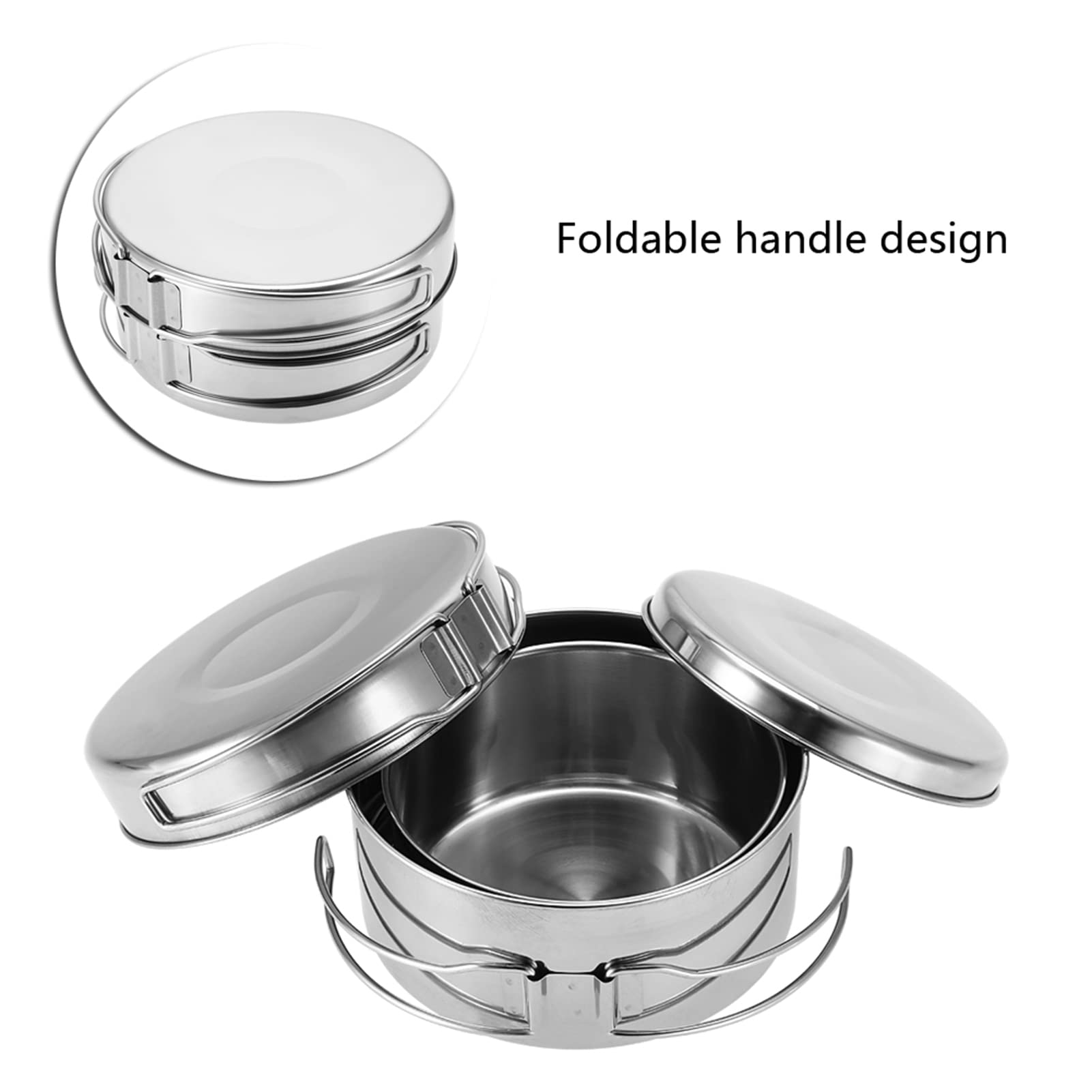 Stainless Steel Cookware Set Portable Lightweight Durable Outdoor Cooking Tools for Camping Hiking Picnic Silver 4Pcs