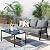 HOOOWOOO Outdoor Patio Conversation Set of 2 Pieces with Modern Outdoor Couch 3-Seat Sofa Coffee Table Wicker Outdoor Furniture Bistro Set for All Weather,Dark Gray Cushion