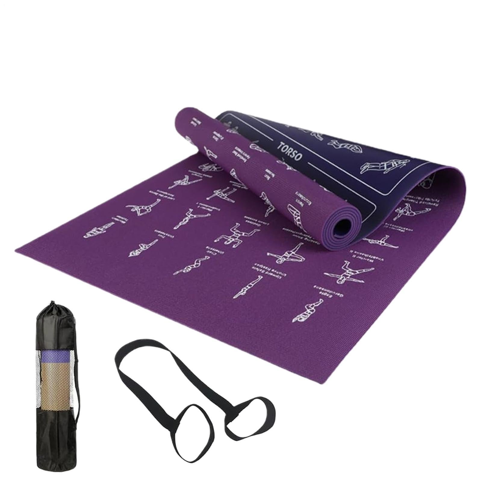 Tappetino Yoga Antistrappo e Morbido con Pose e Stretching | Tappetino Da Allenamento Attrezzatura Sportiva Per Palestra Casa Playground Fitness Viaggio Allenamento Equilibrio Ginocchia