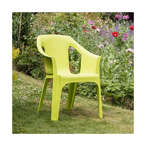 Resol 2 Piece Cool Plastic Garden Chair Set - Stackable UV Resistant Outdoor Patio Armchair - Image 5